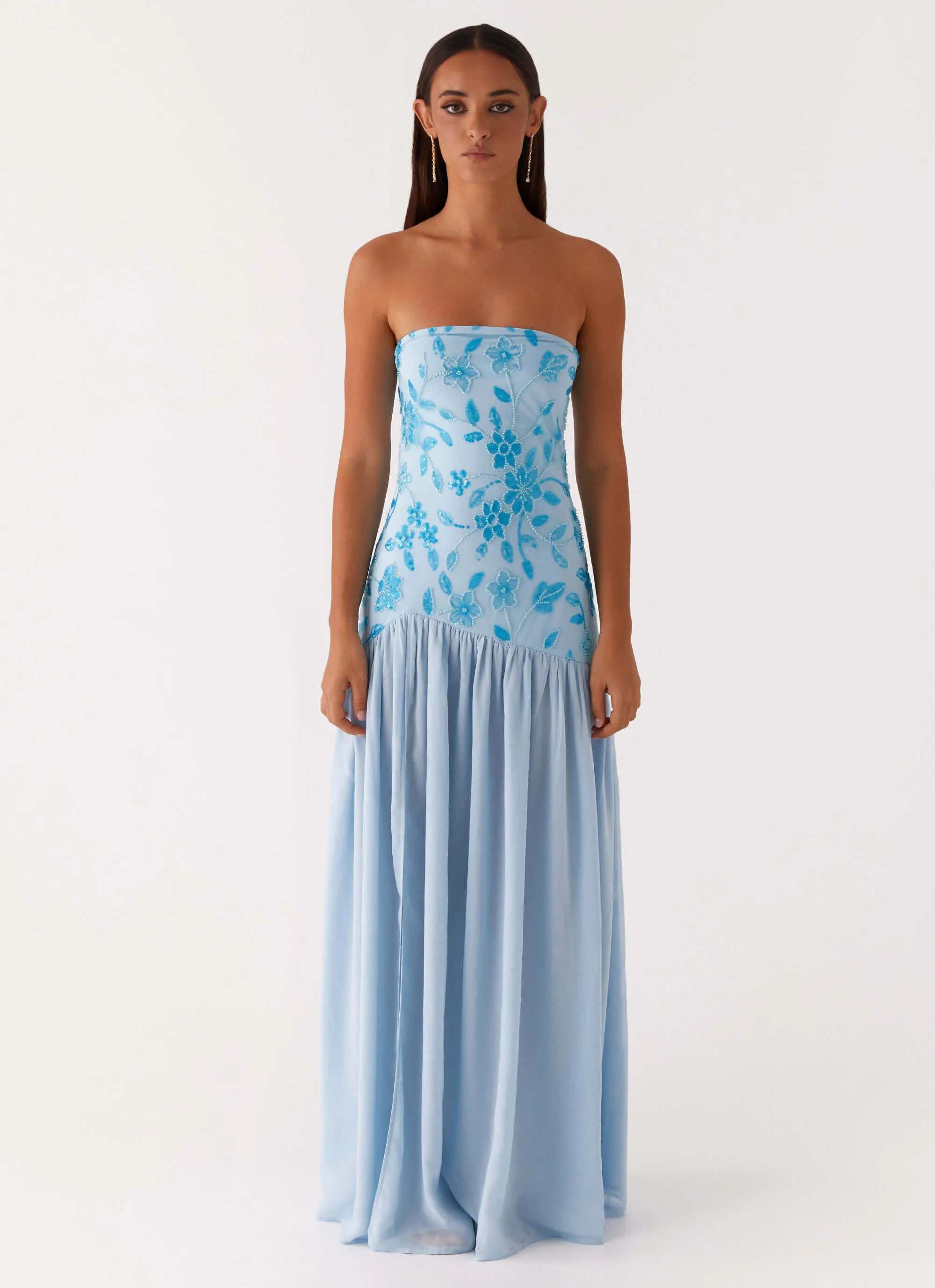 Eden Strapless Beaded Maxi Dress - Blue Winter-Season