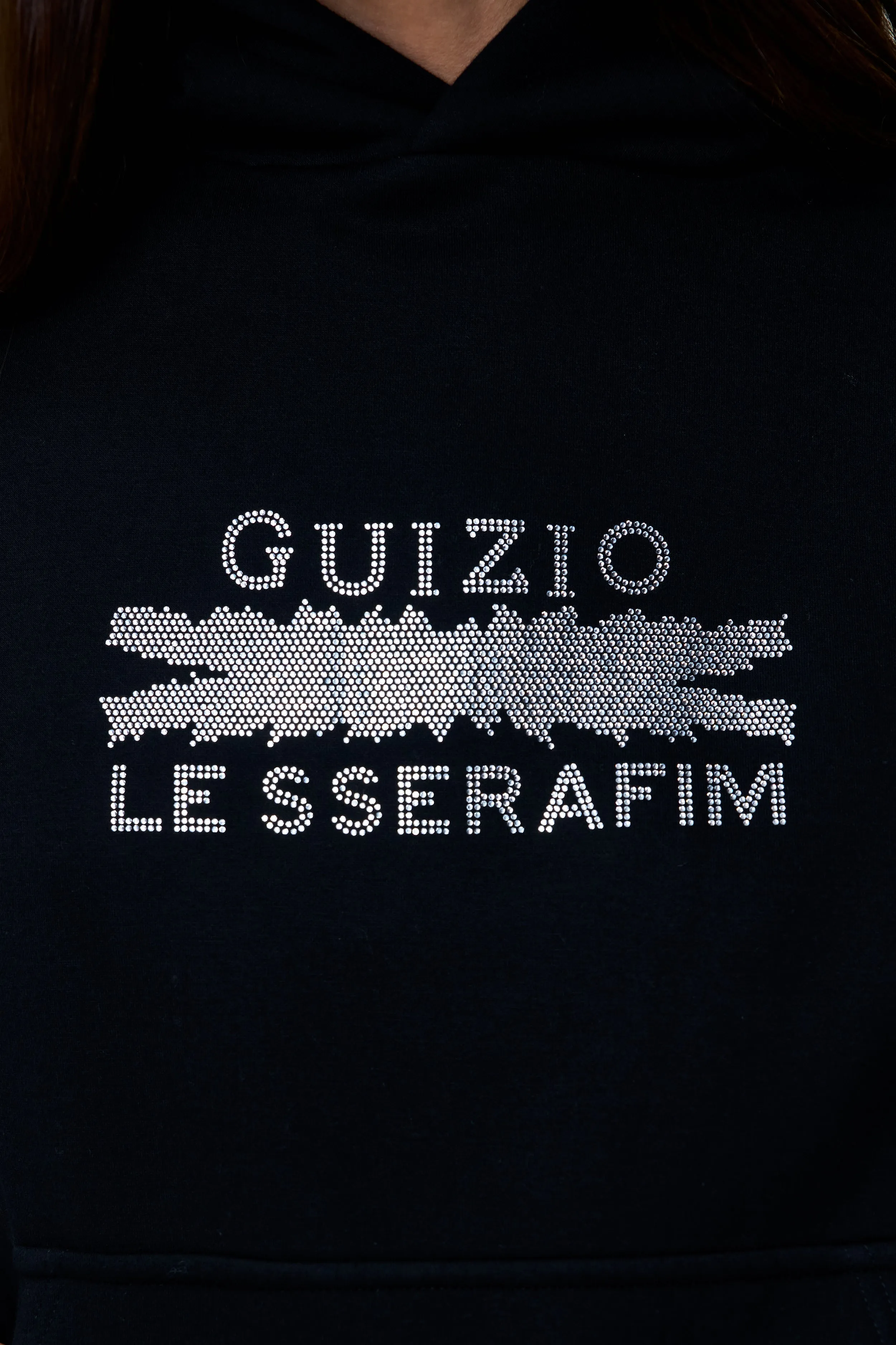 Textured Surface Eco Certified Fibers Bedazzled Pull Over Hoodie