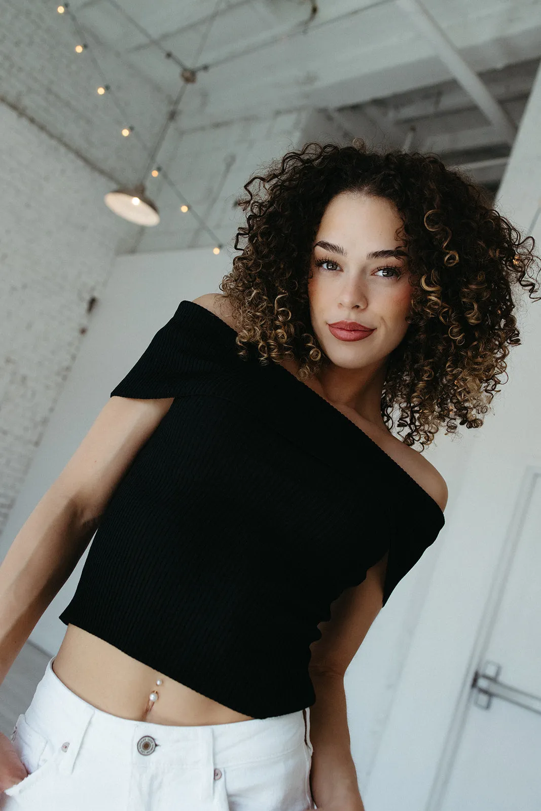 Printed T-shirt Finer Things Off Shoulder Top