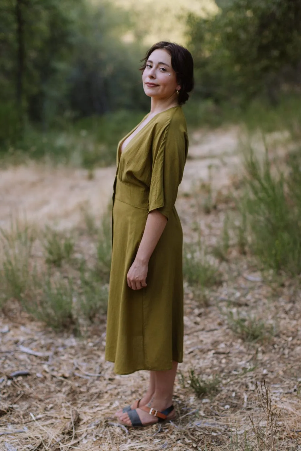 Finley Dress in Pea Soup Collared
