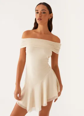 Photography Session Finola Off Shoulder Mini Dress - Pastel Yellow