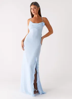 First Class Maxi Dress - Blue Draped Layer