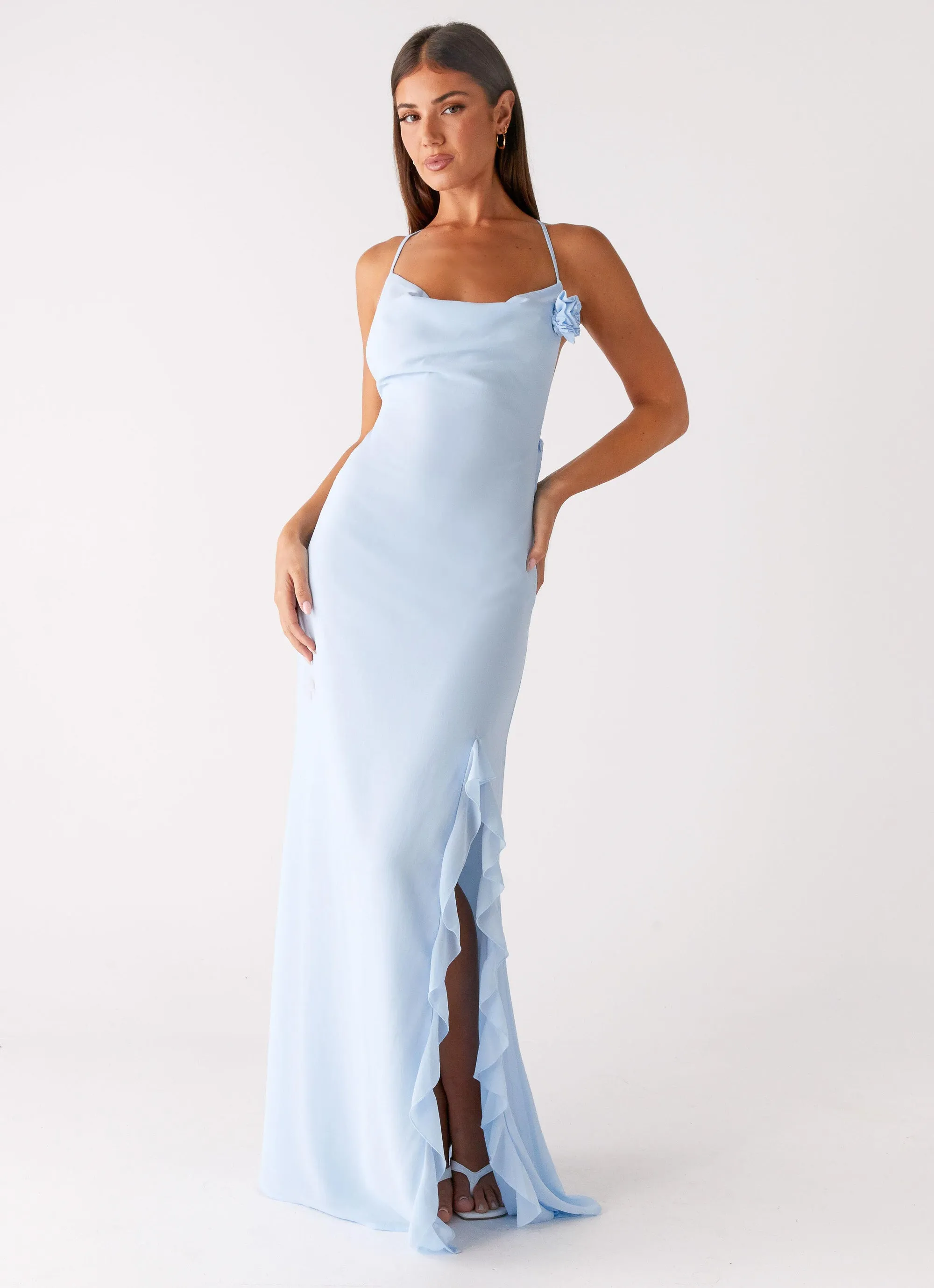 First Class Maxi Dress - Blue Draped Layer