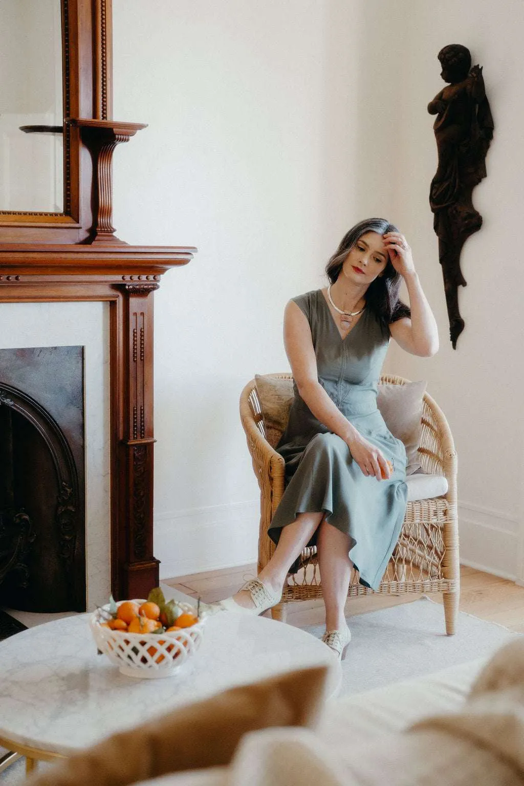 Xena Dress in Sage Green Challis Casual Essential