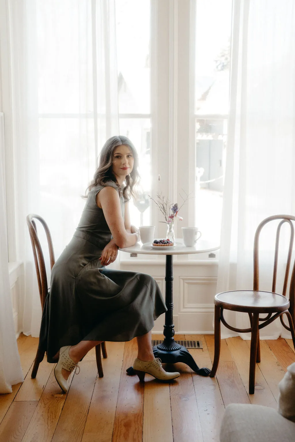 Autumn Mood Perfectly Fit Look Xena Dress in Sage Green Challis