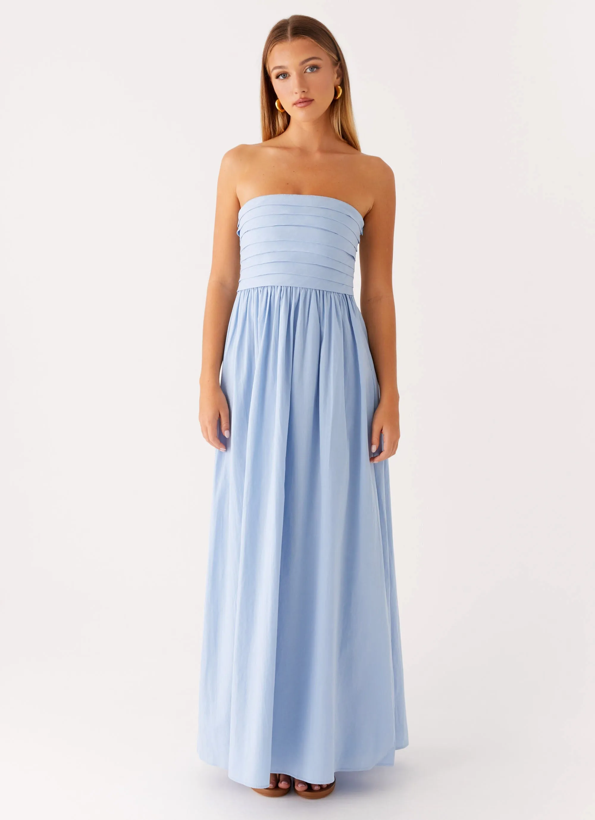 Tamia Maxi Dress - Blue Neat Stitch
