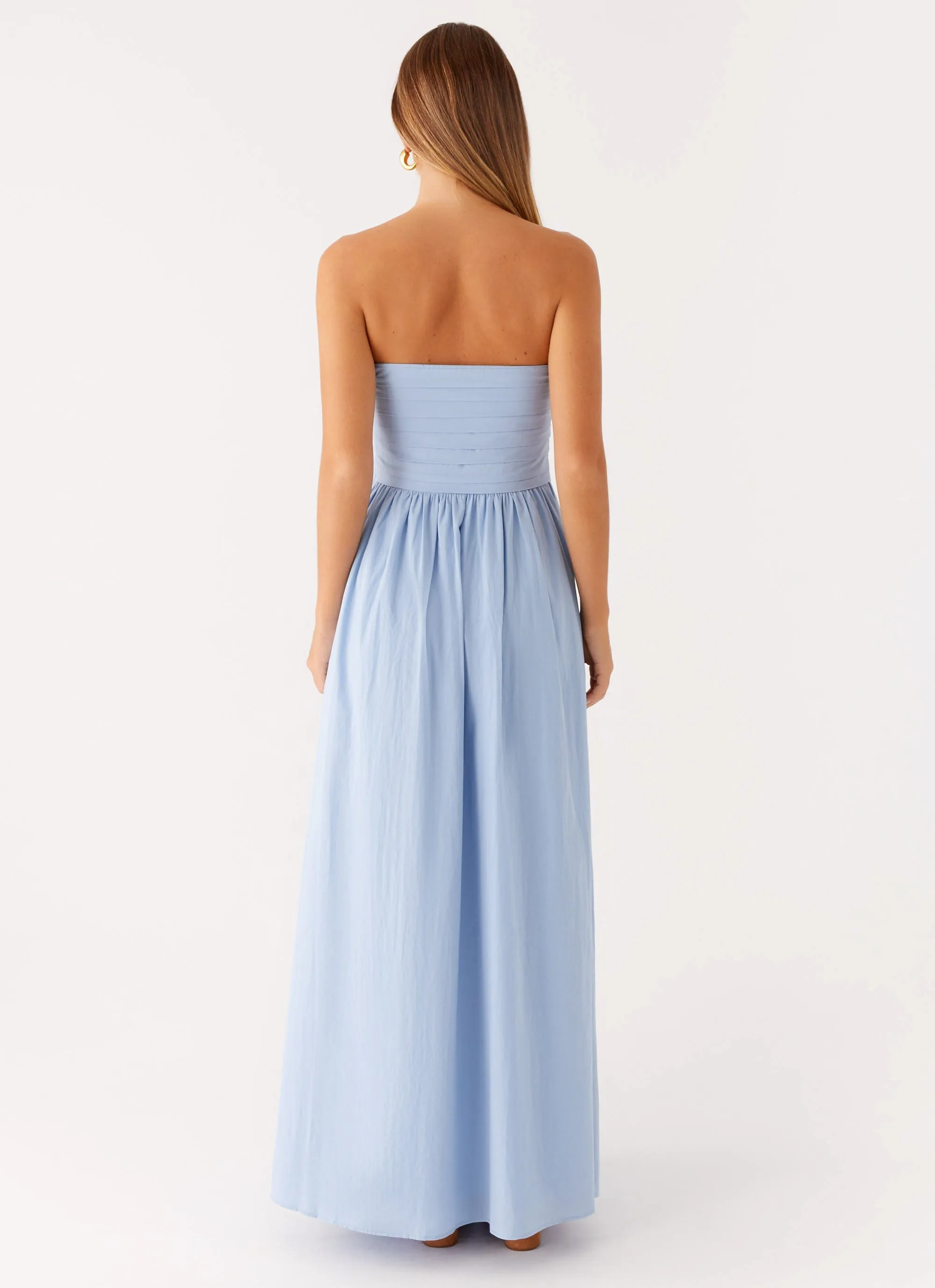 Beaded-Sleeve Tamia Maxi Dress - Blue