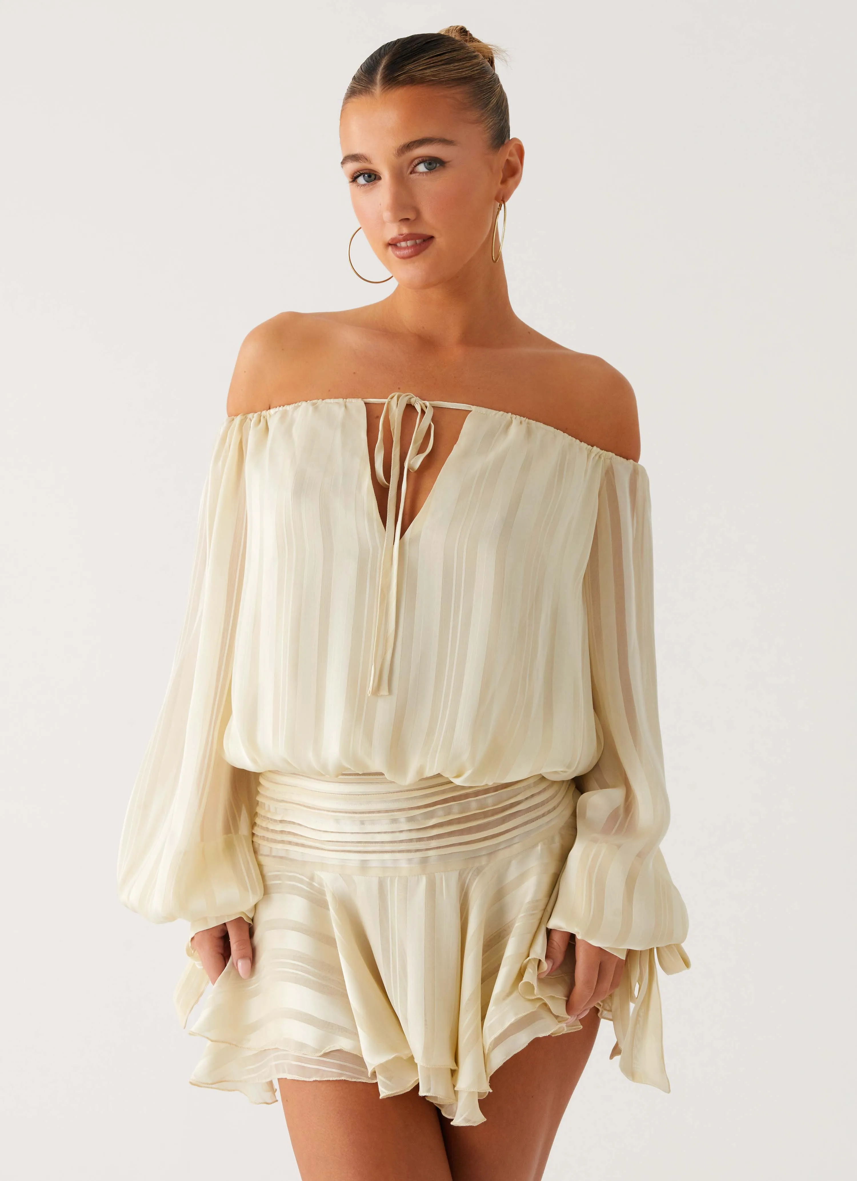 Timeless Comfort Eira Balloon Sleeve Mini Dress - Ivory