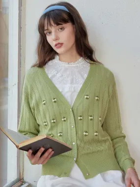 ??Flash Sale??Millie Pom Pom Detail Button Front Cardigan Versatile Layering Cut HeatPressedLogos