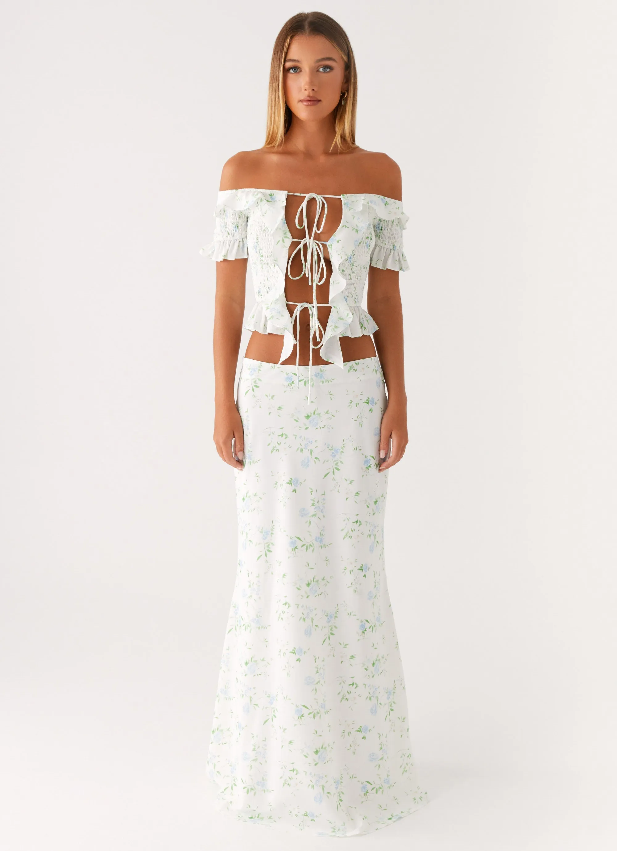 Aesthetic Fit Light Wear Star Girl Maxi Skirt - Vintage Ditsy Floral