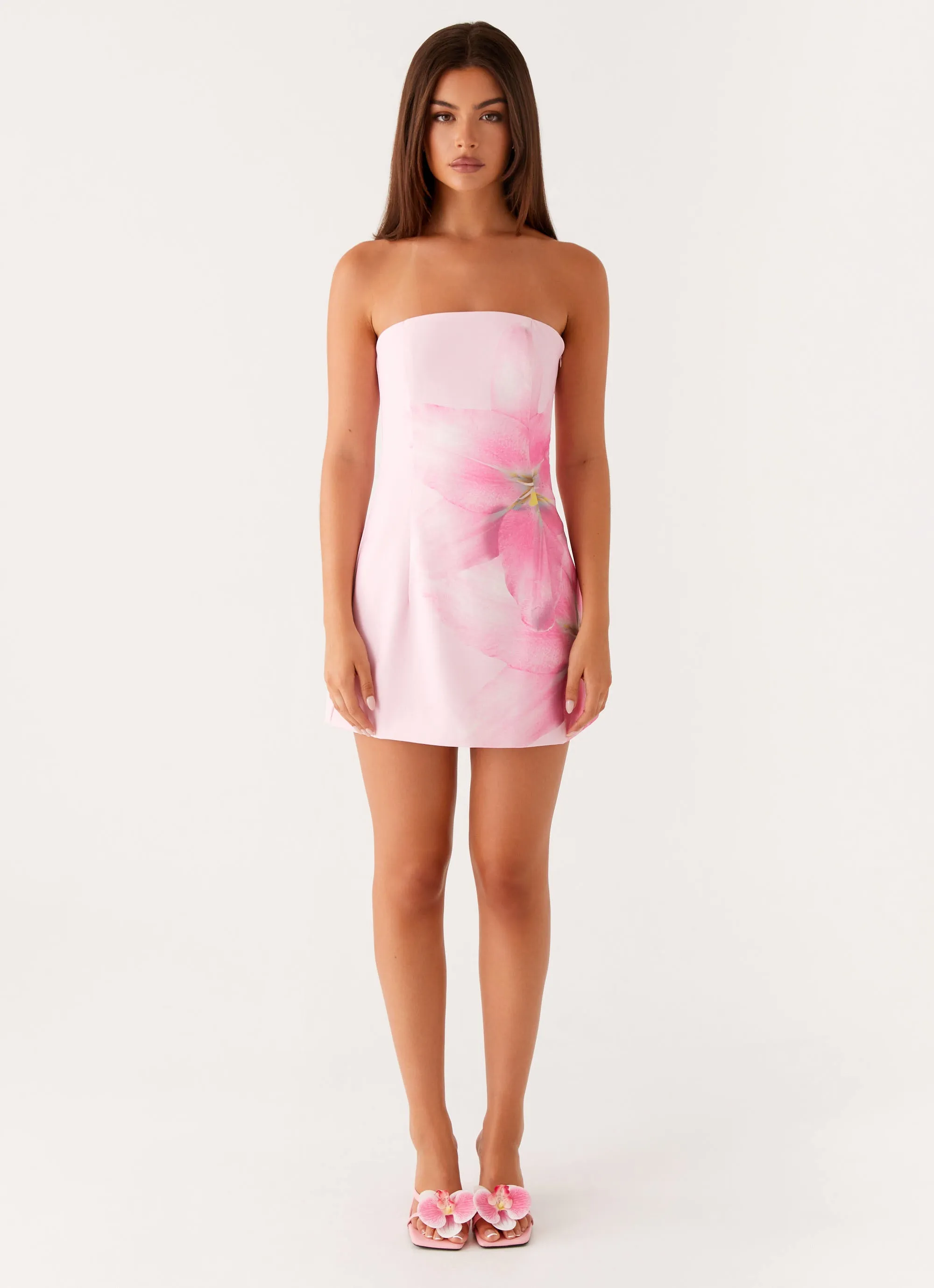 Boxy-Style Elegant Look Sugar Rush Strapless Mini Dress - Pink