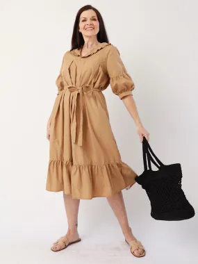 Penny Poplin Midi Stylish Pick Pure Color
