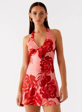 Heavy Hearted Mini Dress - Sicily Sunsets Print Comfort First Smooth Texture