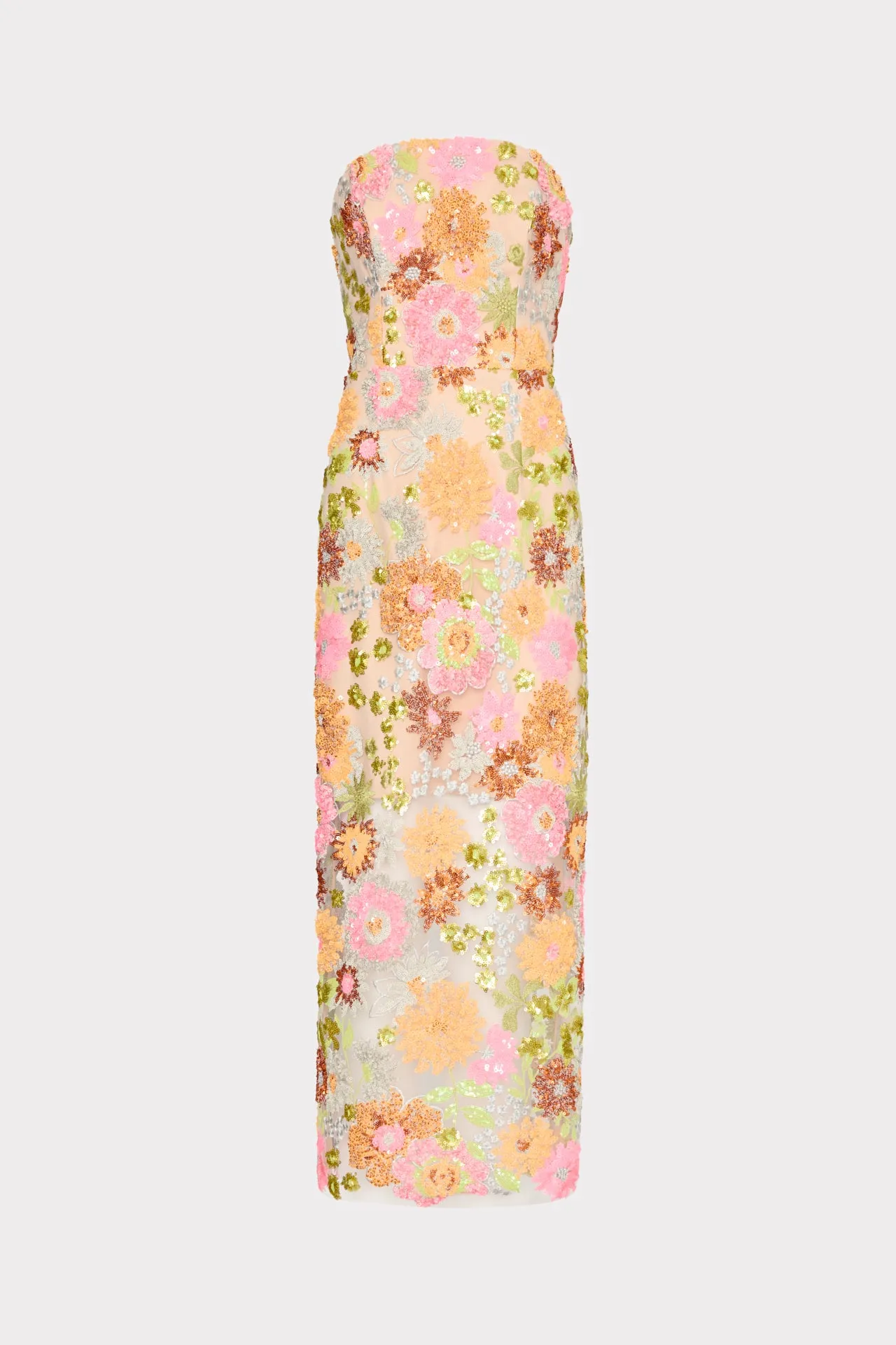 Kait Floral Blossom Sequins Dress Body Fit