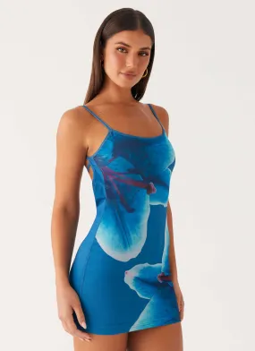 Althena Mini Dress - Turquoise Floral Classic-style