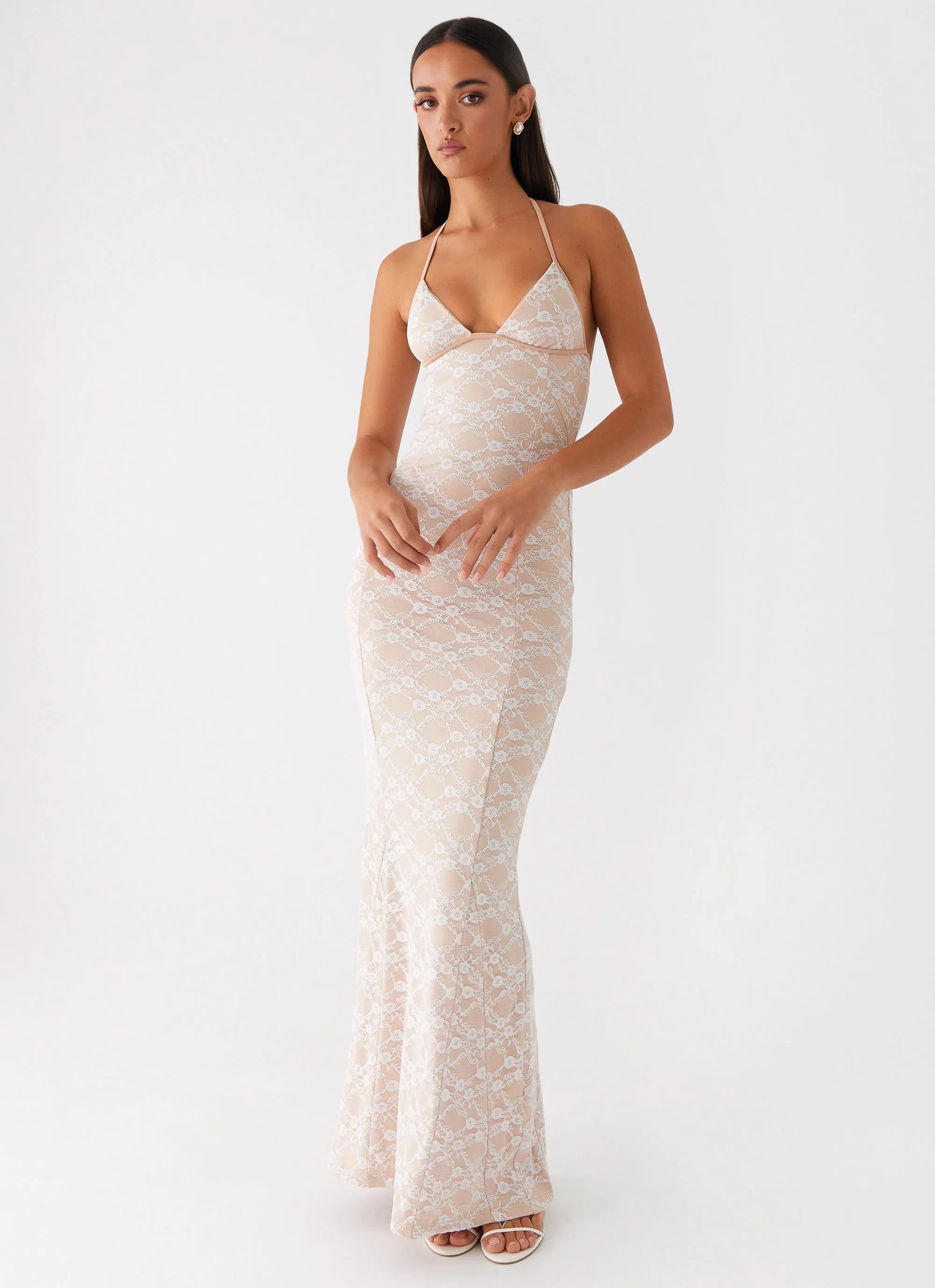 Relaxed Layer Subtle Finish Jolina Lace Maxi Dress - White
