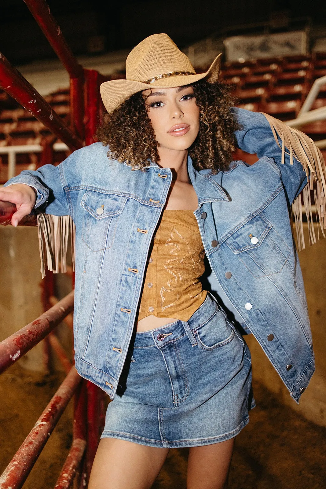 HiddenZipper Cowgirl Code Suede Crop Top