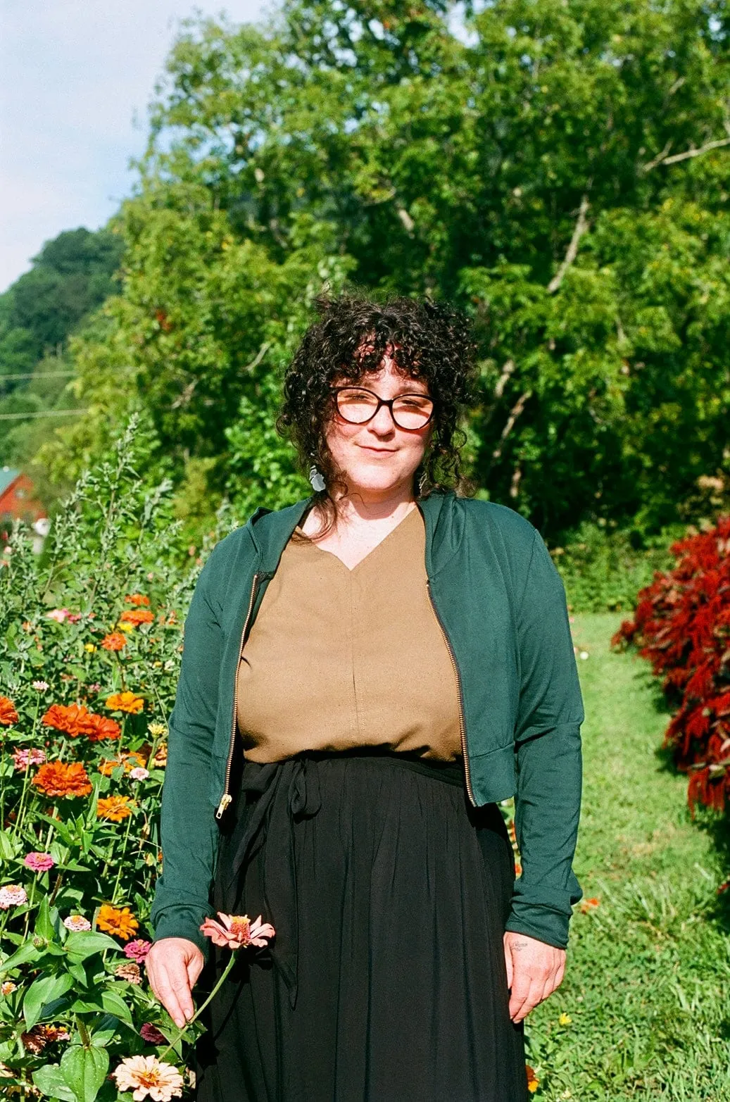 Cropped Hoodie In Emerald Green Cozy Knit DoubleStitched Hemming