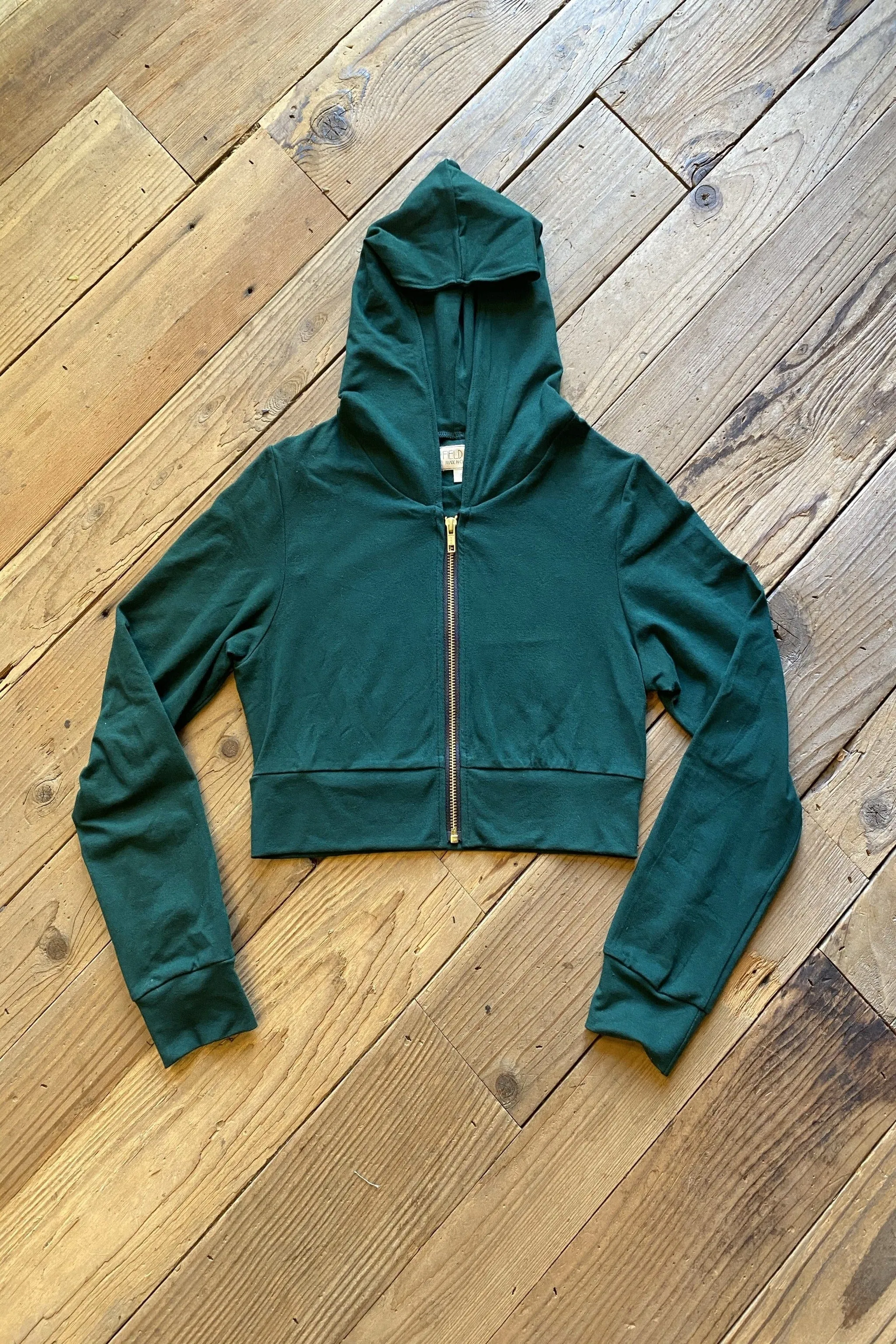 Cropped Hoodie In Emerald Green Anti Static Treatment EthicallySourced