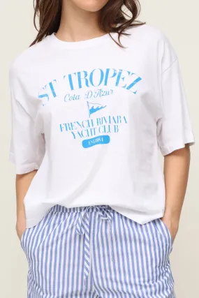 Classic Crewneck Design Hidden Zipper Pocket St Tropez Boyfriend Tee