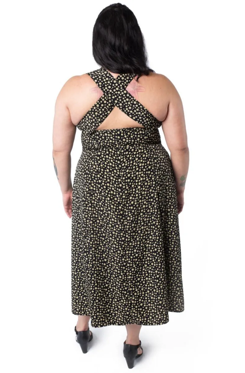 Timeless Soft Effortless Wear Iris Dress in Black and Creme Dot