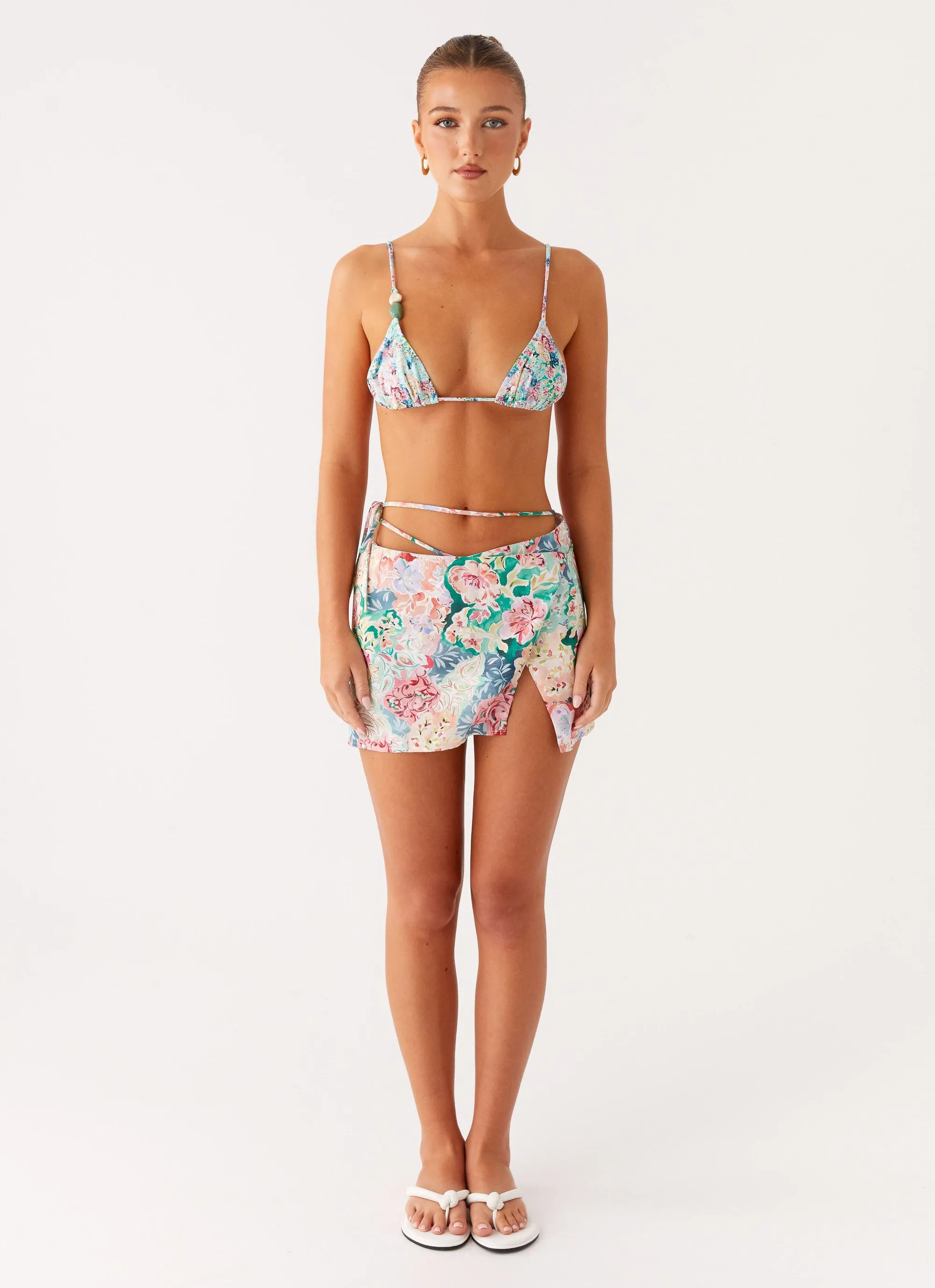 Miradelle Wrap Mini Skirt - Santorini Floral Sleek Motion