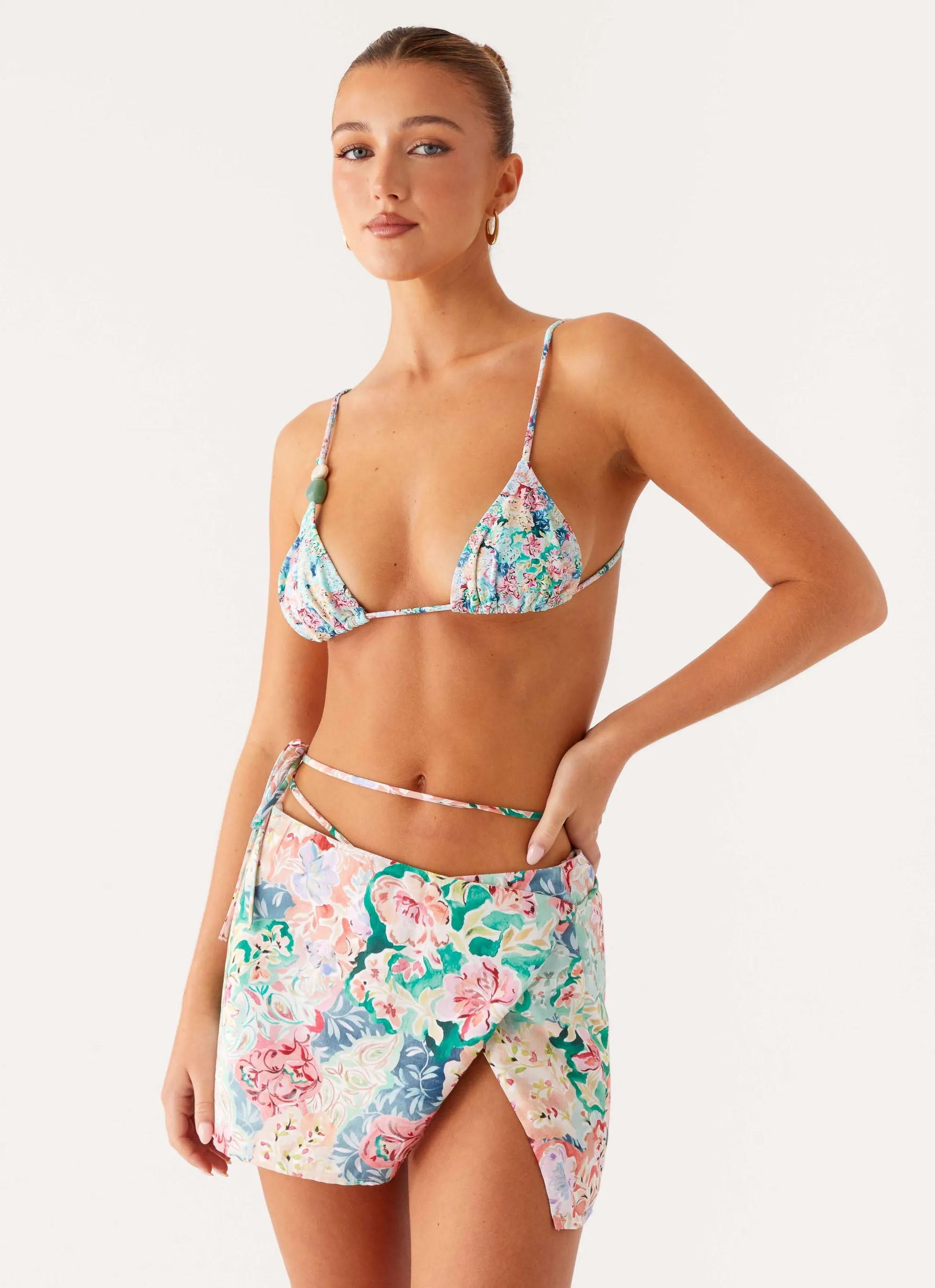 Mid Rise Miradelle Wrap Mini Skirt - Santorini Floral