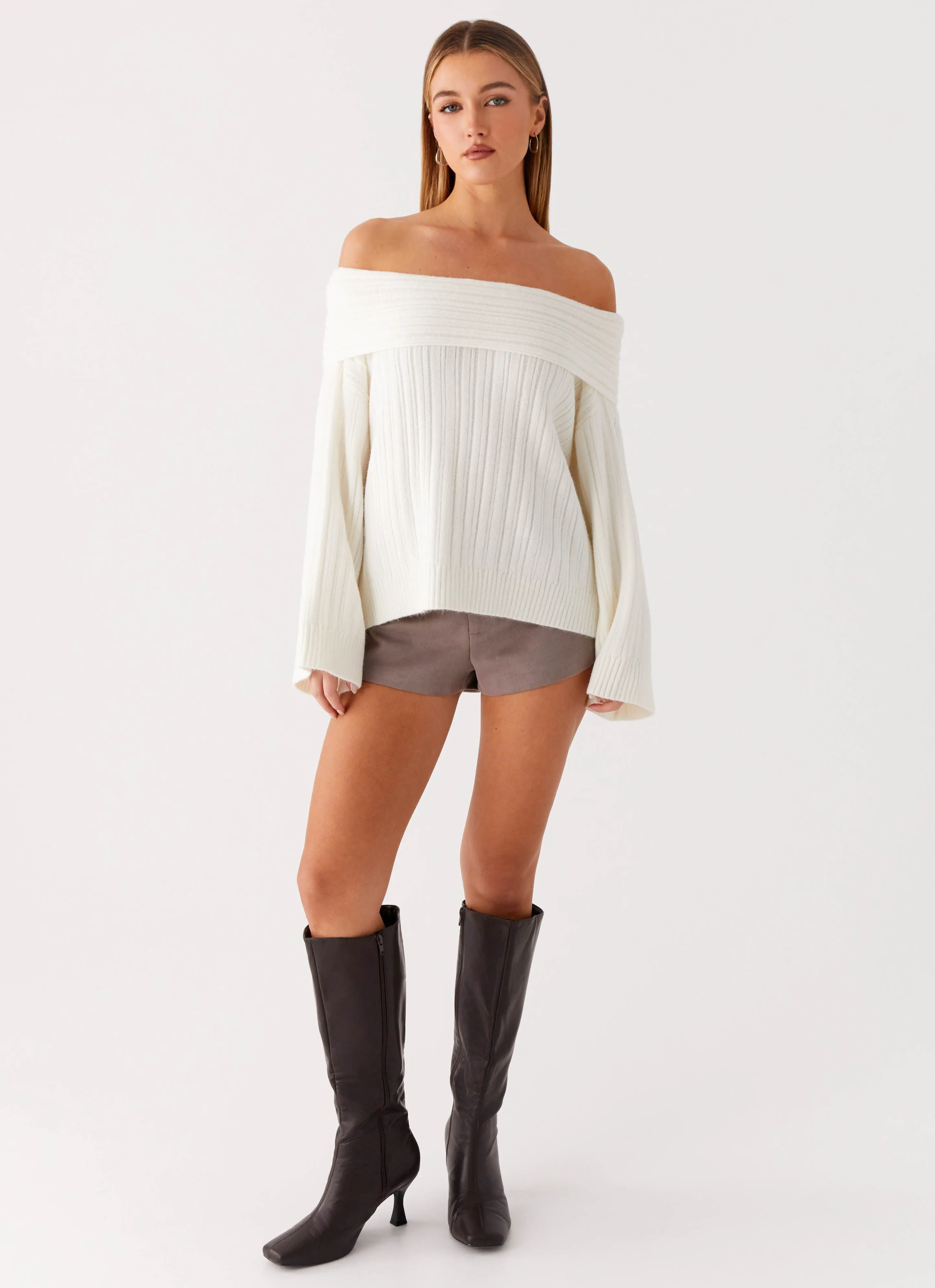 Federica Off Shoulder Knit - White AirflowOptimized Design