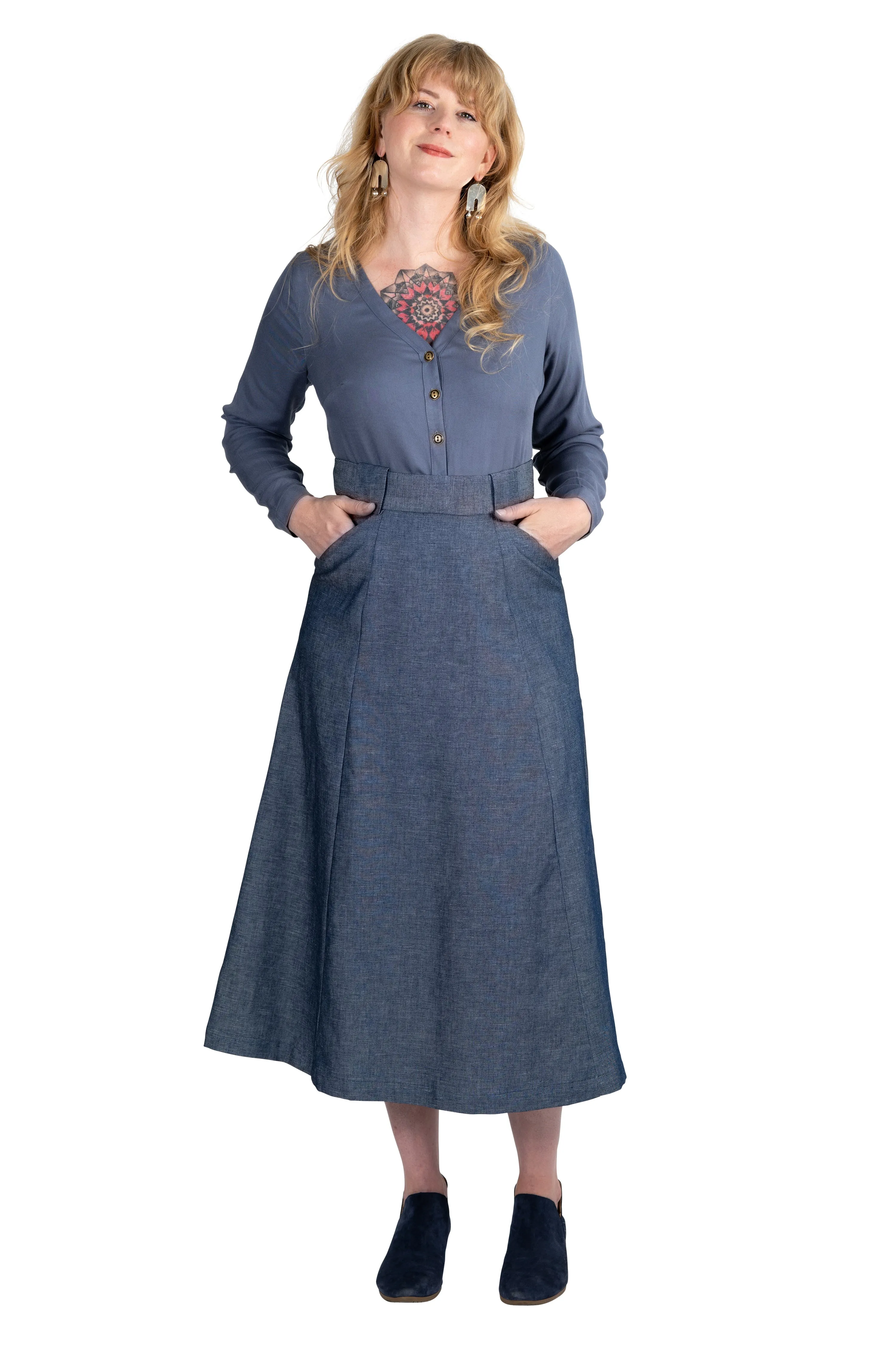 hypoallergenic material Trendy Wear Olivia Skirt in Indigo Denim