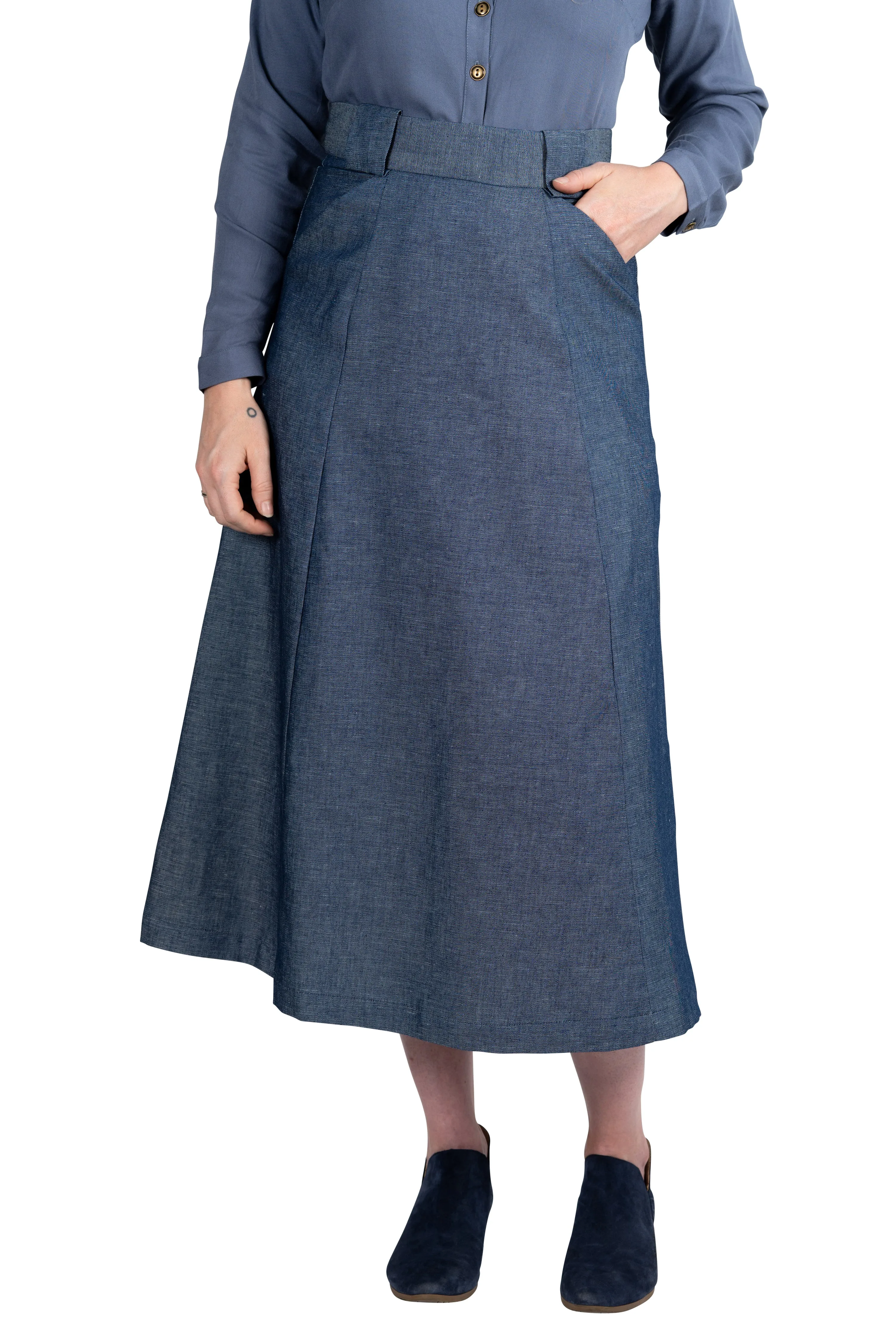 Smart Layering Stretch Fit Olivia Skirt in Indigo Denim