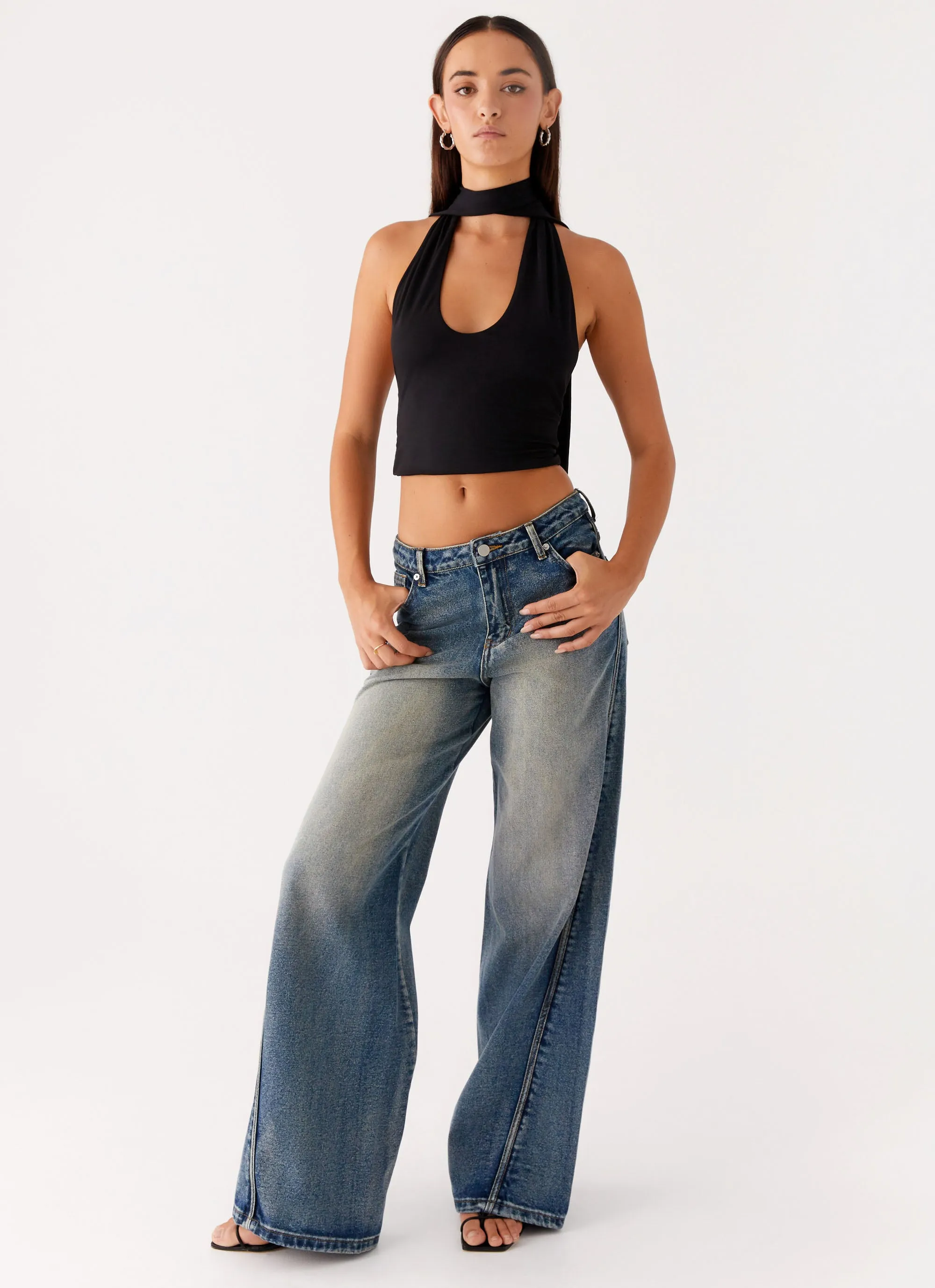 Chrysta Halterneck Top - Black Gym Wear