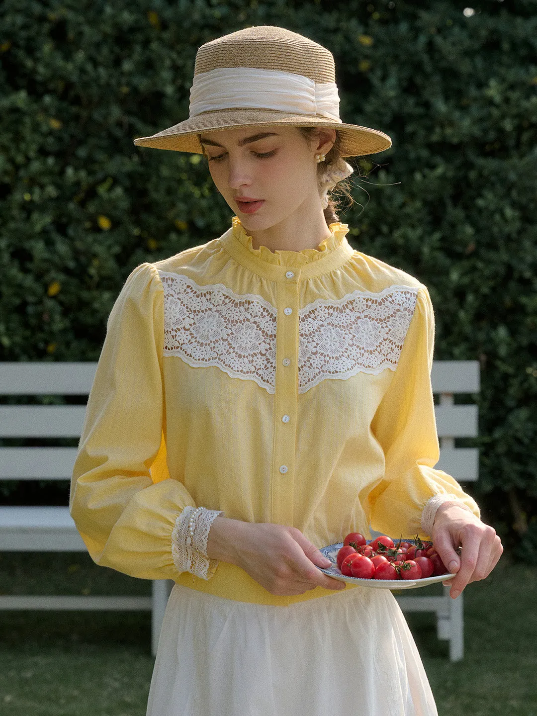 ??Final Sale??Zahara Stand Collar 100% Cotton Blouse Loose Tee