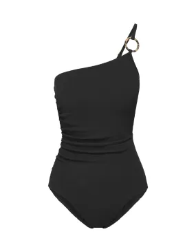 Kara One Piece In Black Texture Snorkeling