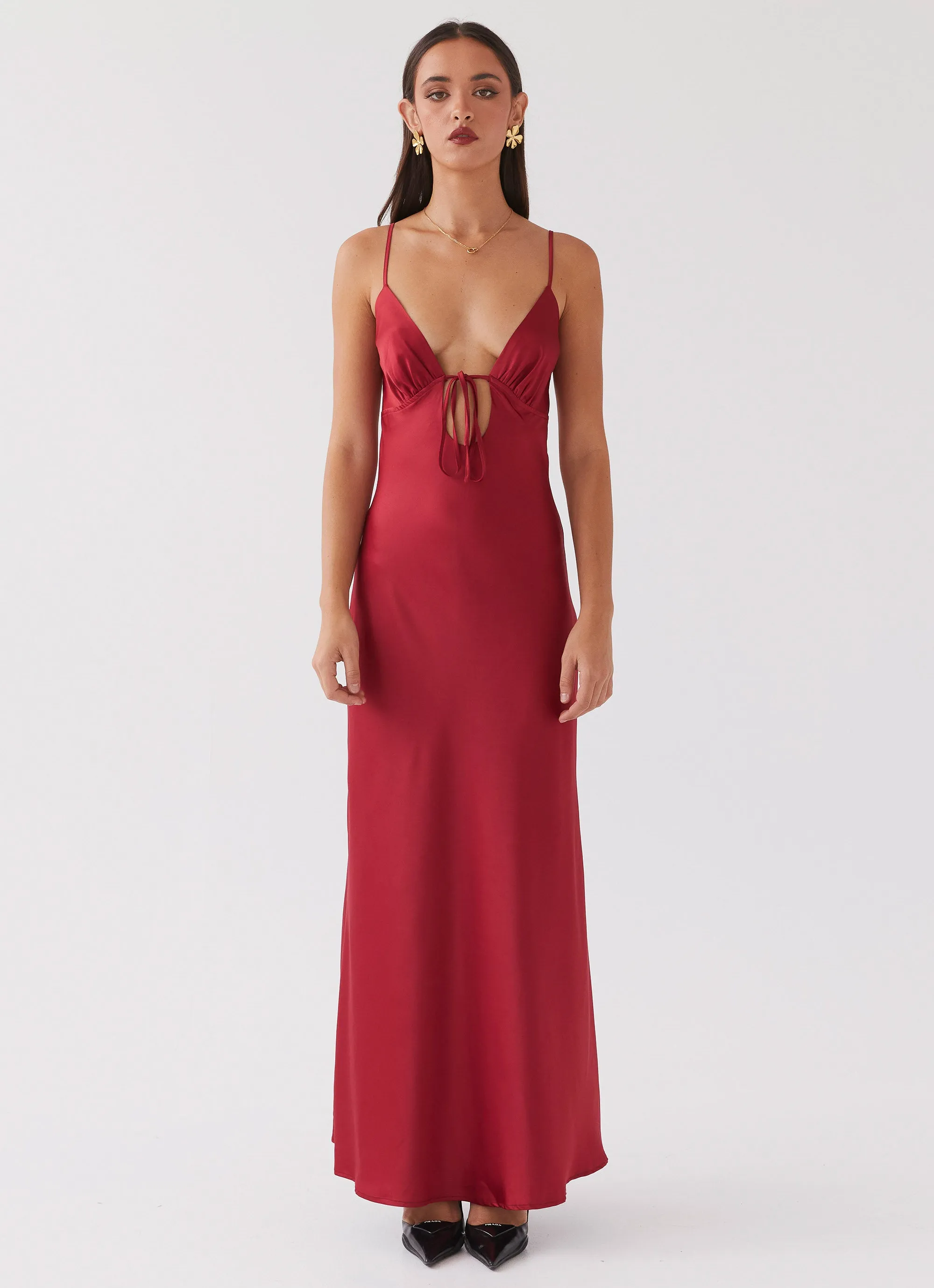 Practical-Style Day-to-evening dress Flora Satin Maxi Dress - Cherry