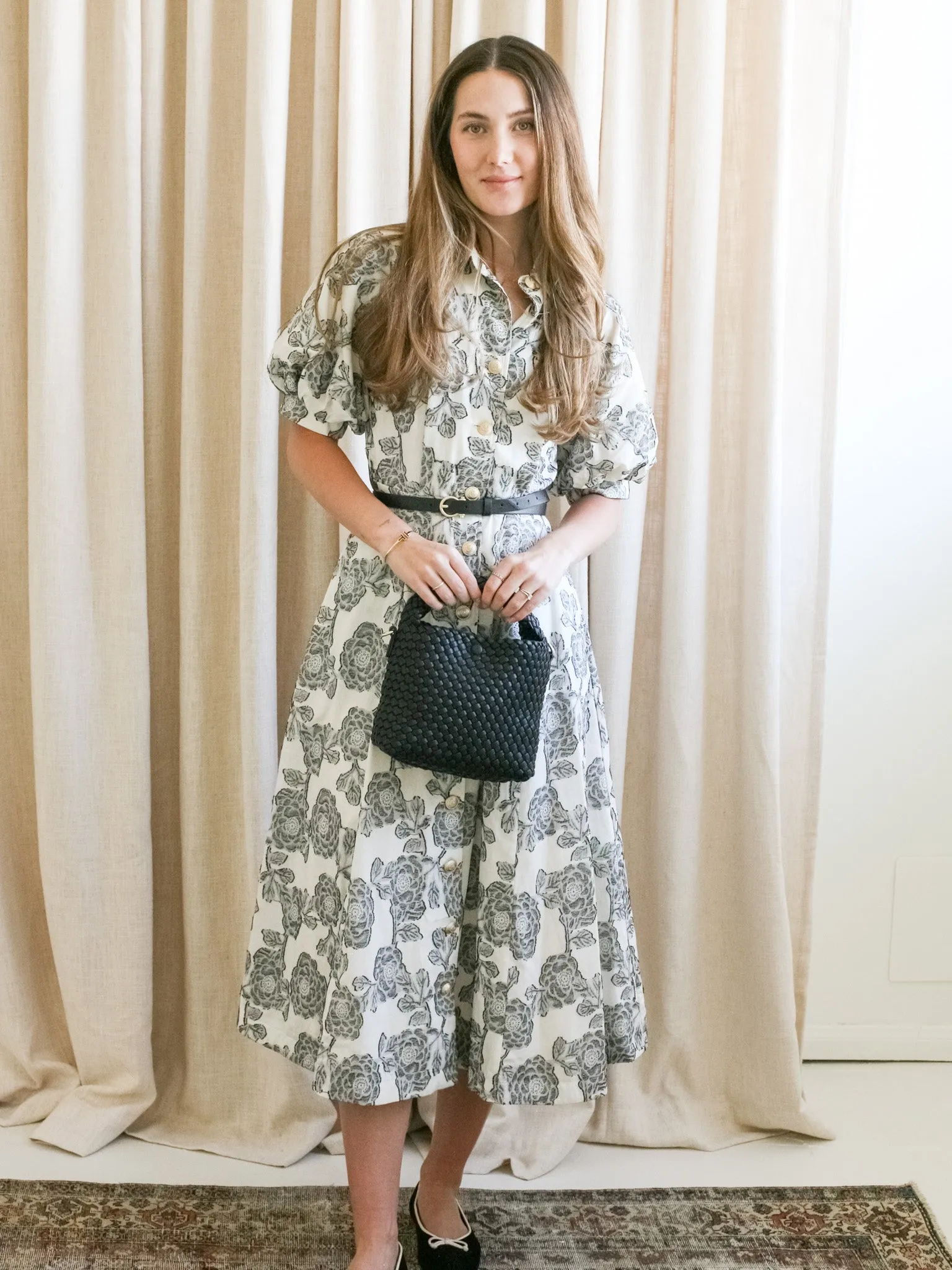 Floral Puff Sleeve Dress Fit Clean Charming Fit