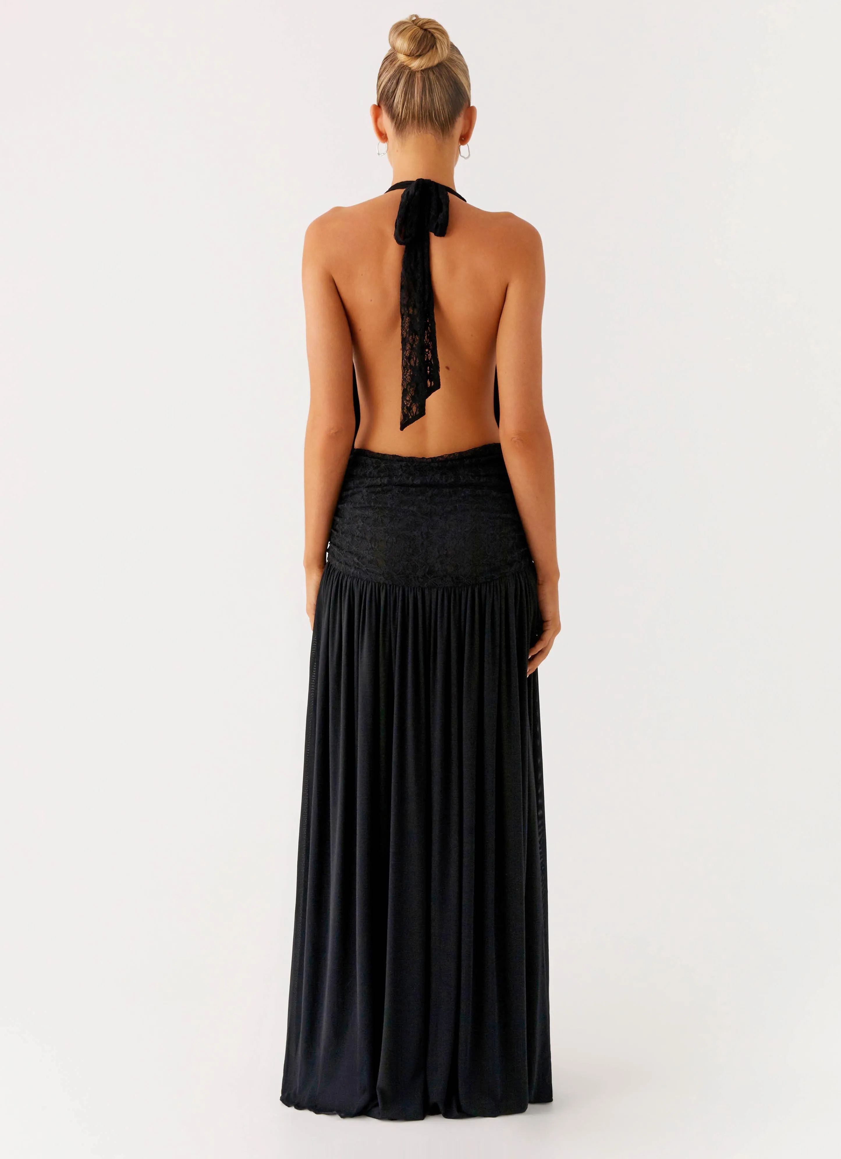 Vibrant Wear Flattering Style Fit Full Attention Maxi Dress - Black