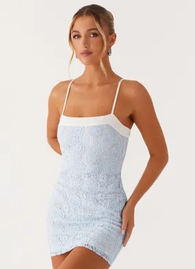 For Keeps Mini Dress - Blue Elegant Texture Flat Lay Collar