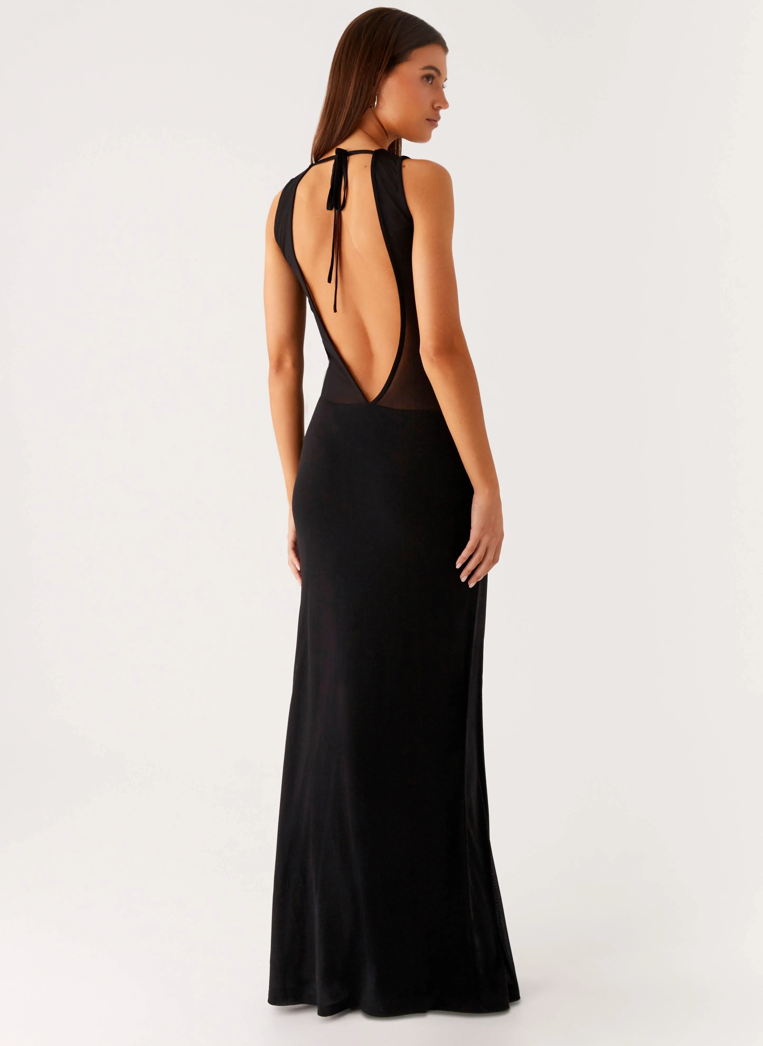 Vibrant color dress Casual day-to-night piece lyria Mesh Maxi Dress - Black