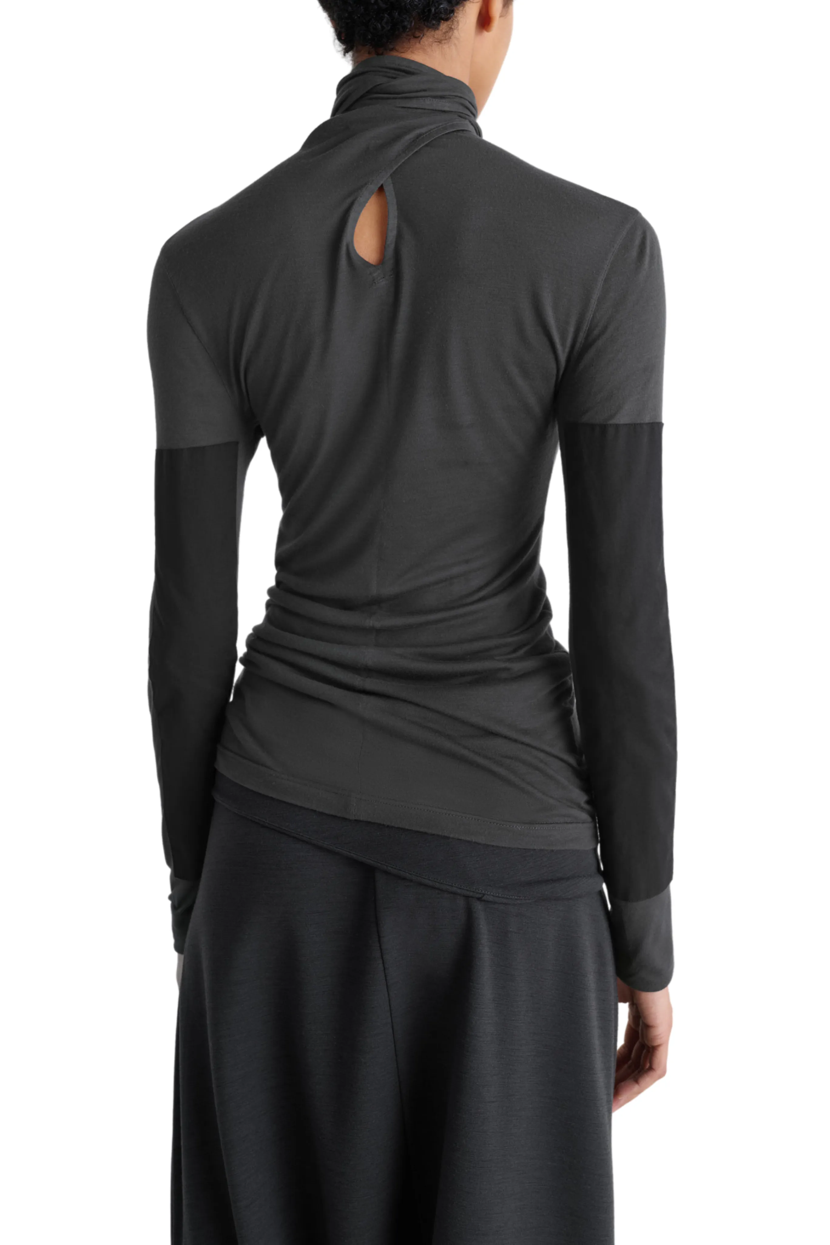 Foulard Top in Coal Natural Fiber Blend Tencel Lyocell Fiber