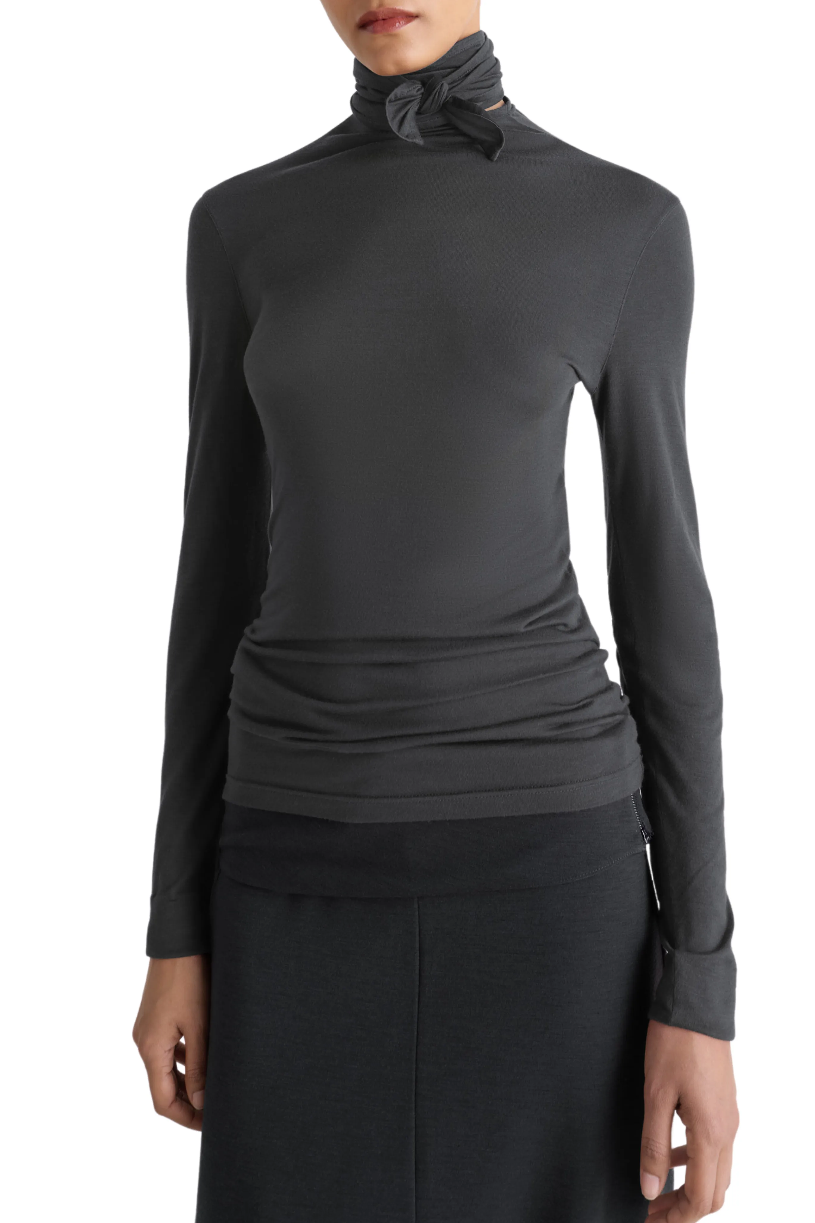 Foulard Top in Coal Ultra Soft Texture Sporty Sweatshirt