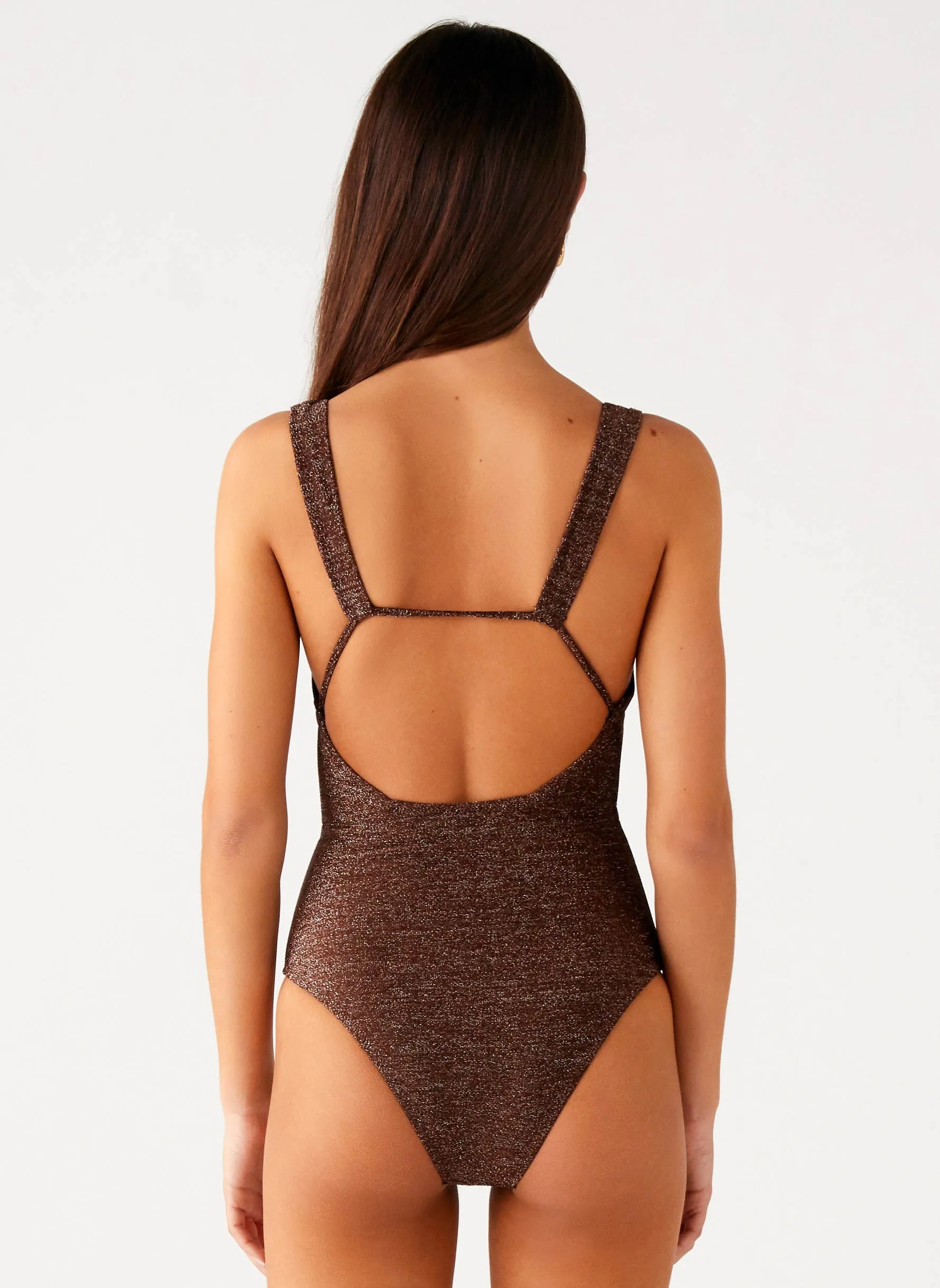 Non slip grip Stackable Packing Drifter One Piece Swimsuit - Chocolate