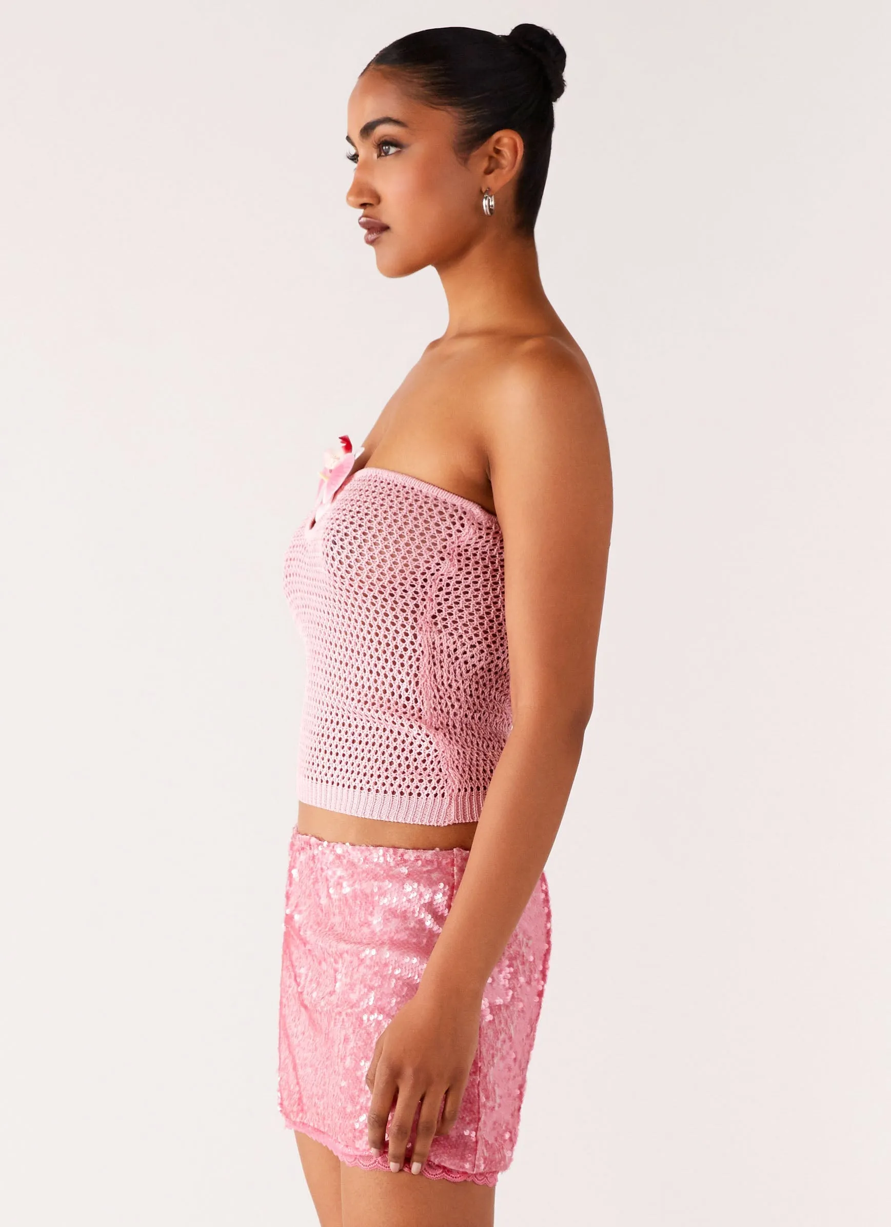 Galia Crochet Top - Pink Lightweight Blouse