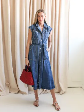 Frances Denim Midi Dress Style Base Shape Retention