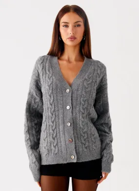 Frawley Cable Knit Cardigan - Grey Abrasion Resistant Surface