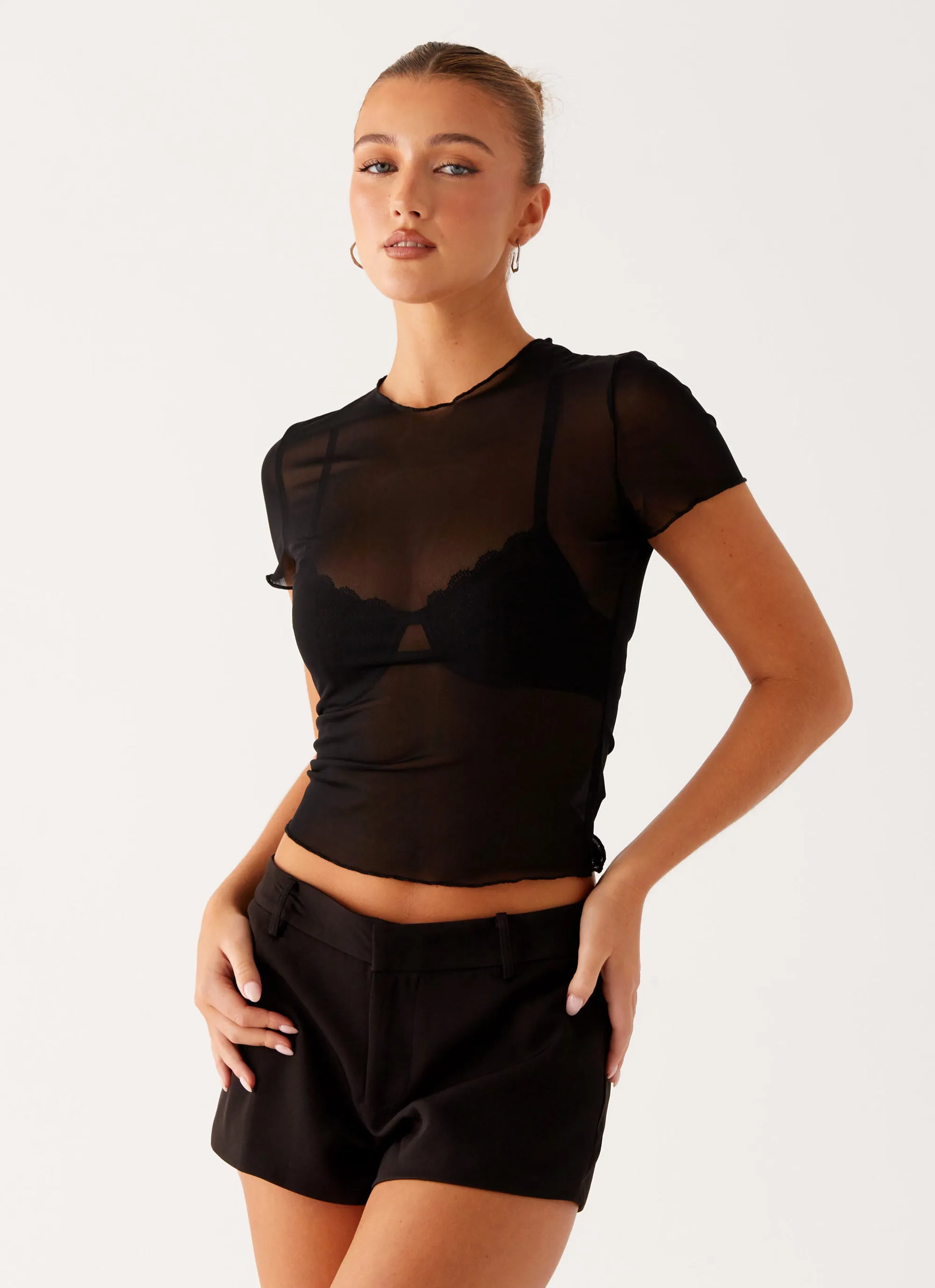 Water Repellent Coating Sporty Appeal Freedom Mini Shorts - Black