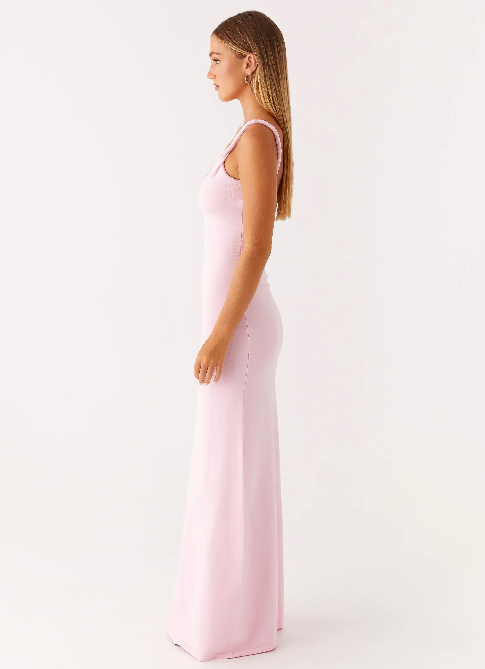 Silky Surface Flutter-Sleeve Anastasia Maxi Dress - Pink