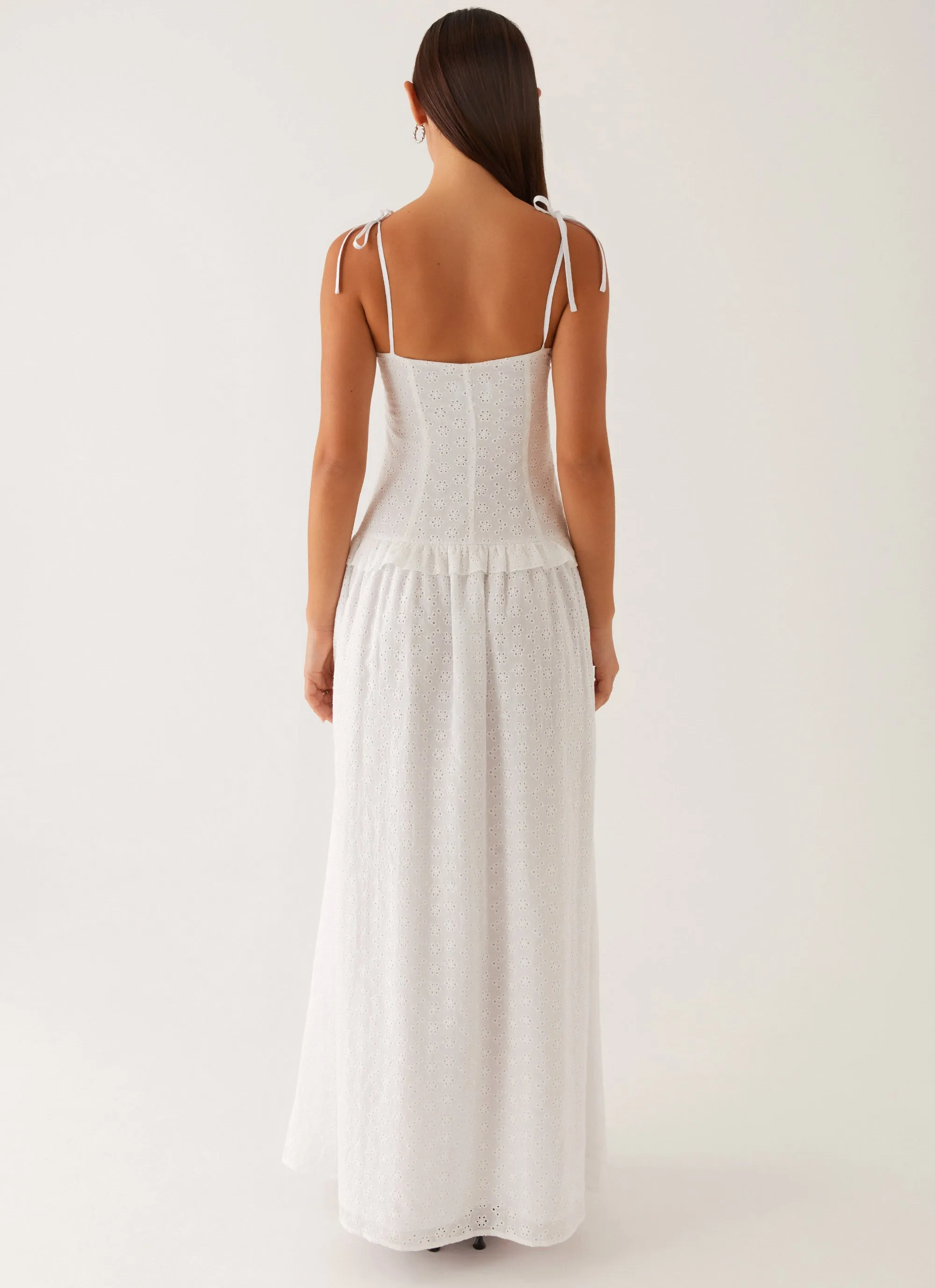 Reveria Twist Maxi Dress - Ivory Slit Detail Sporty Look