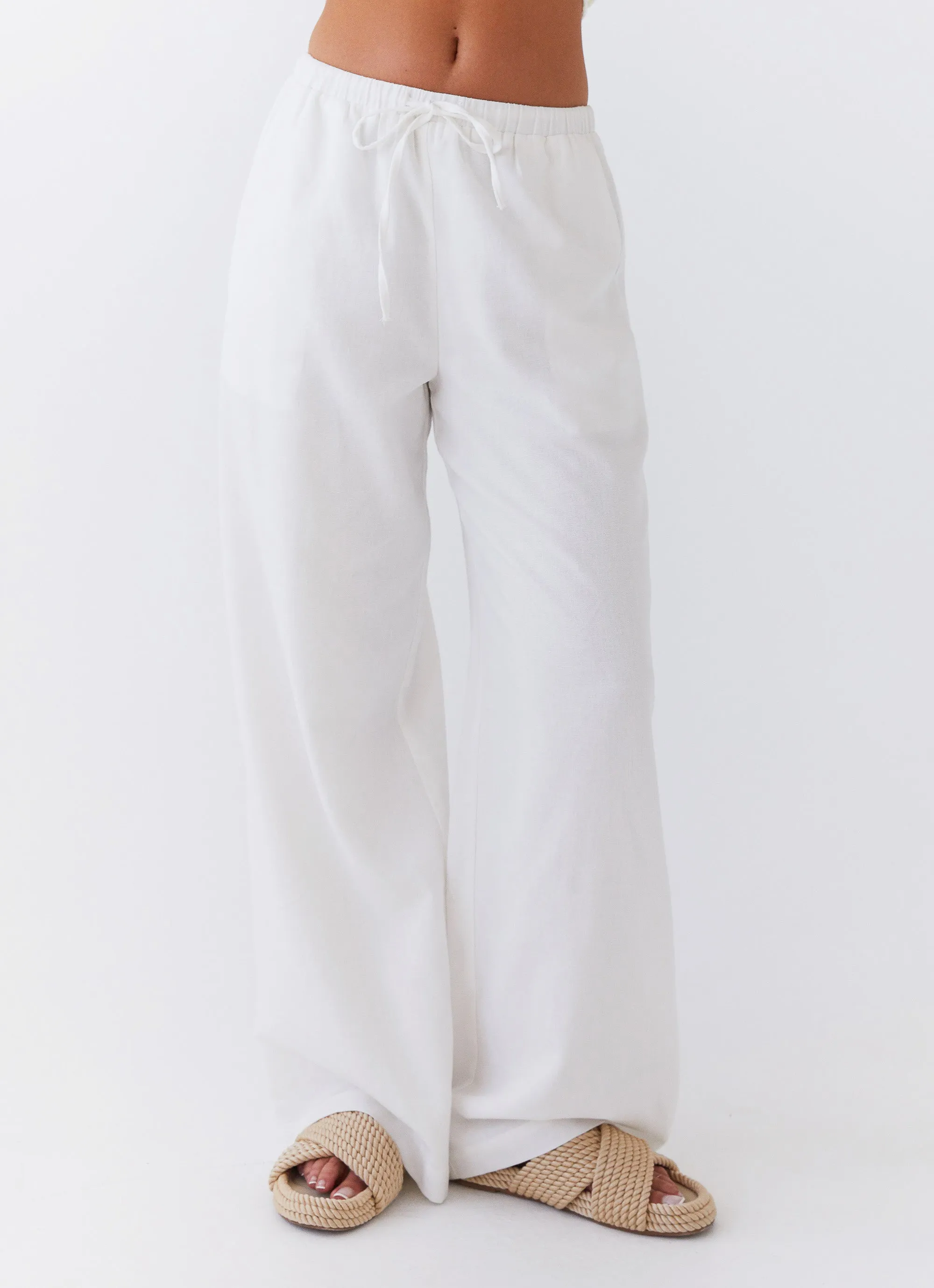 Fresh Face Linen Pants - White MoistureWicking