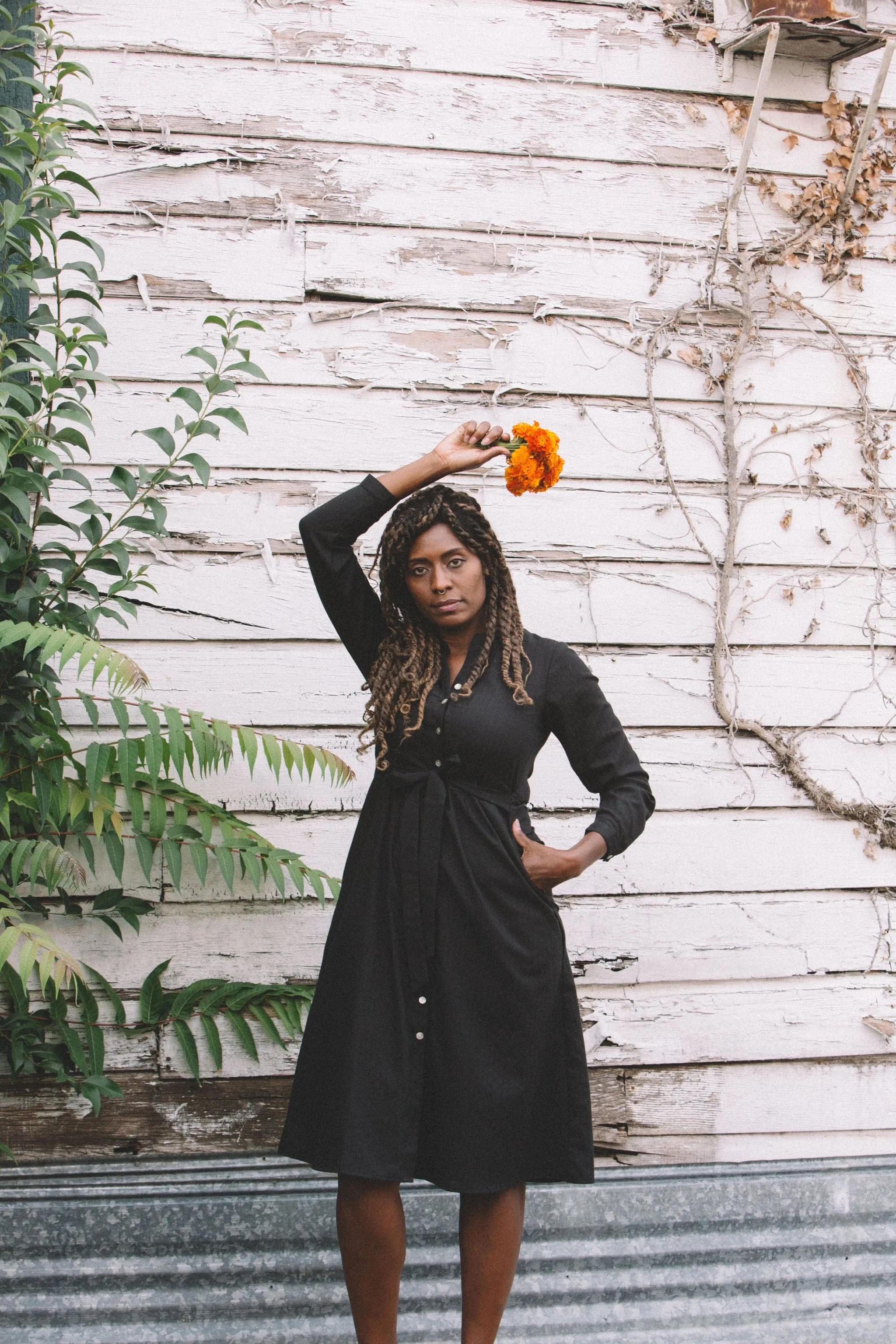 Vera Dress in Black Embroidery Bold-Color