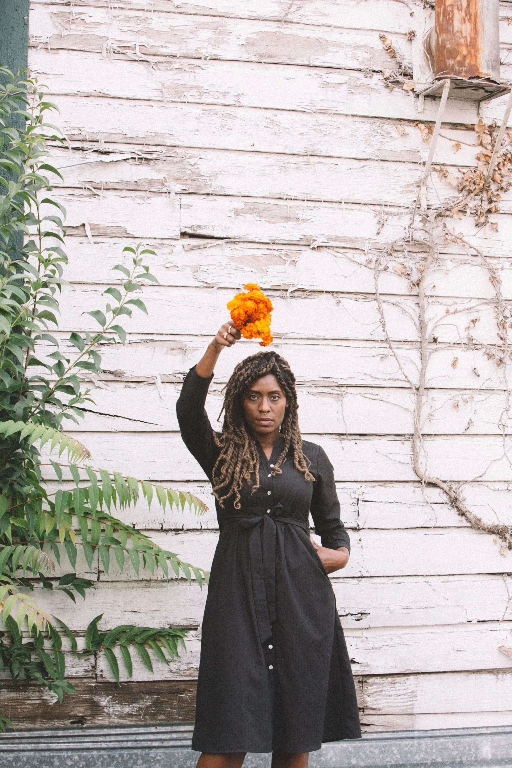 Vera Dress in Black Embroidery Vibrant Look